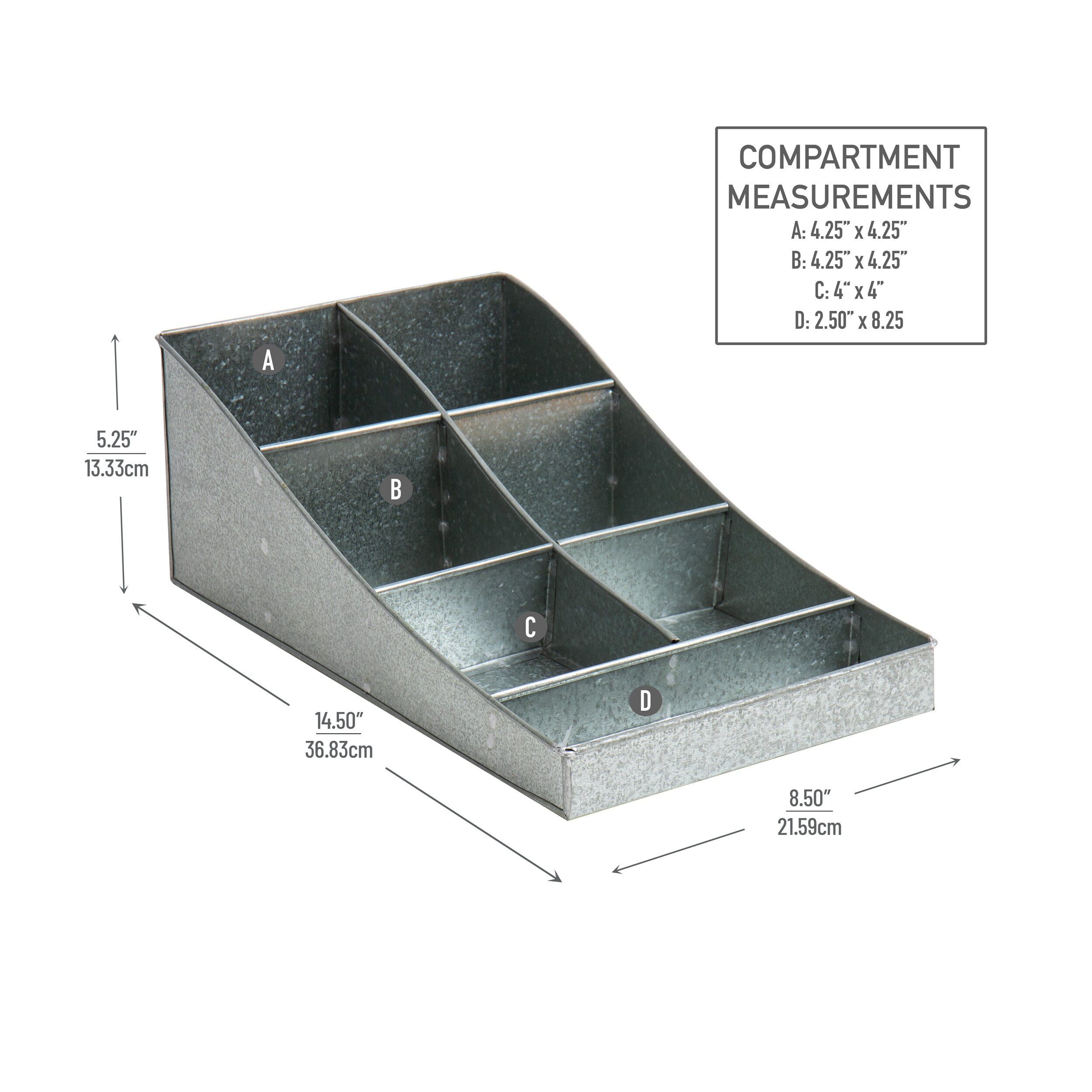 Gray Wood Tea and Condiment Organizer Storage Caddy with Compartments for  Cups, Sugar Packets, Stirrers and Creamer