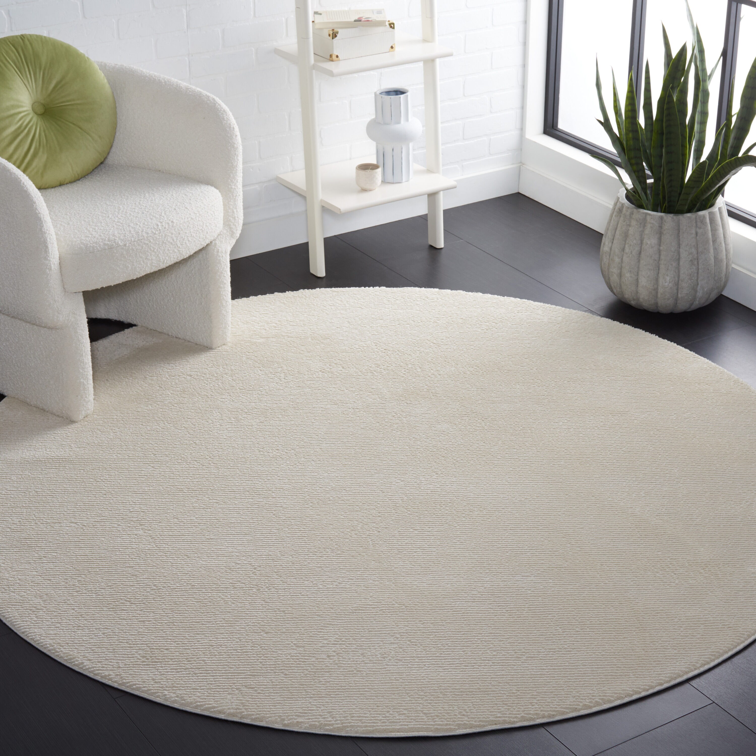 Safavieh REV102A-7R Revive 102A Ivory Solid / Tonal Round 6ft-7-in x 6ft-7-in Rug