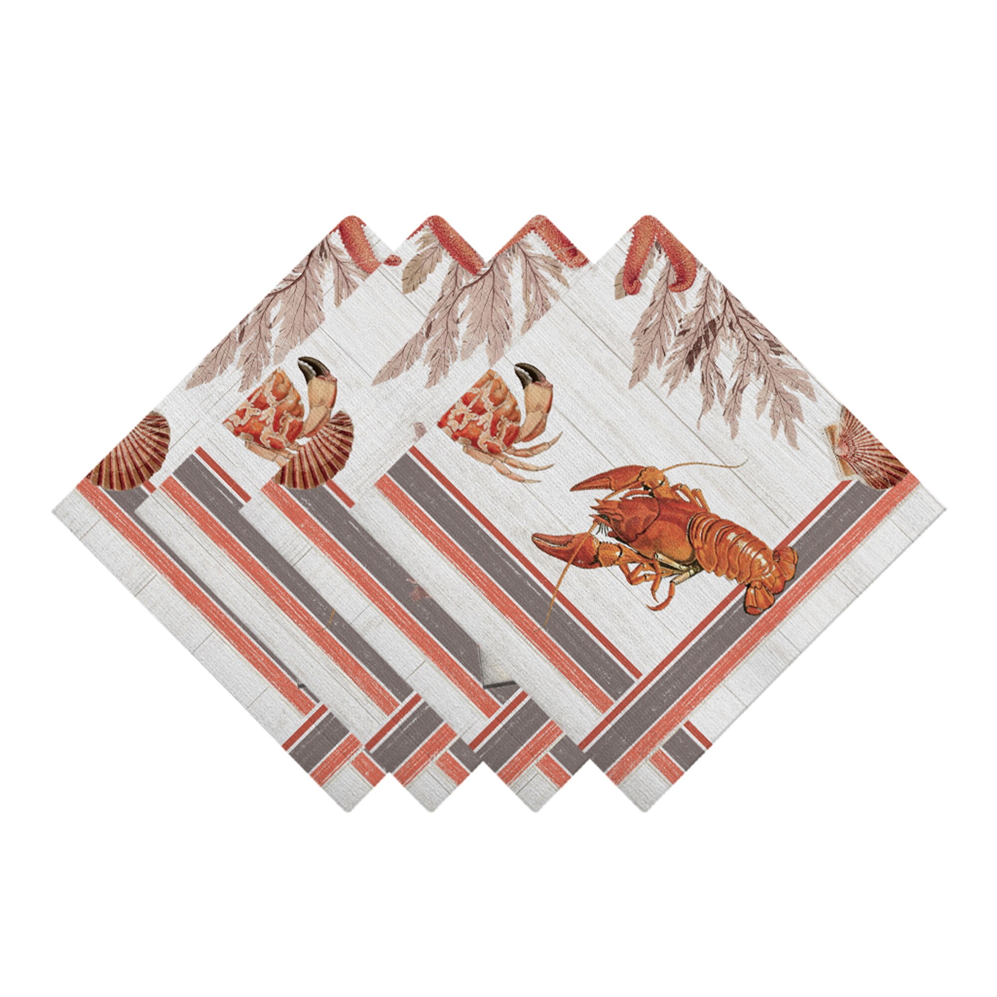 Laural Home Coastal Themed Placemats, Orange, 19-in x 13-in, Multicolor ...