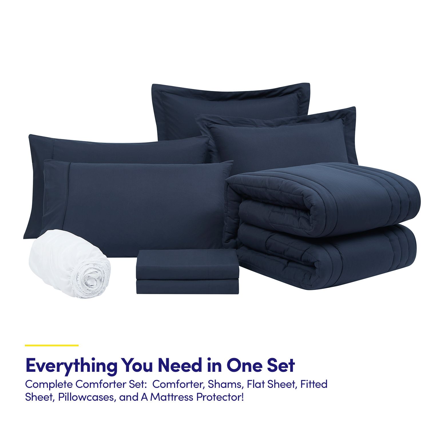 Sweet Home Collection LOW-8STRBIB-FL-NVY bedding - View #2