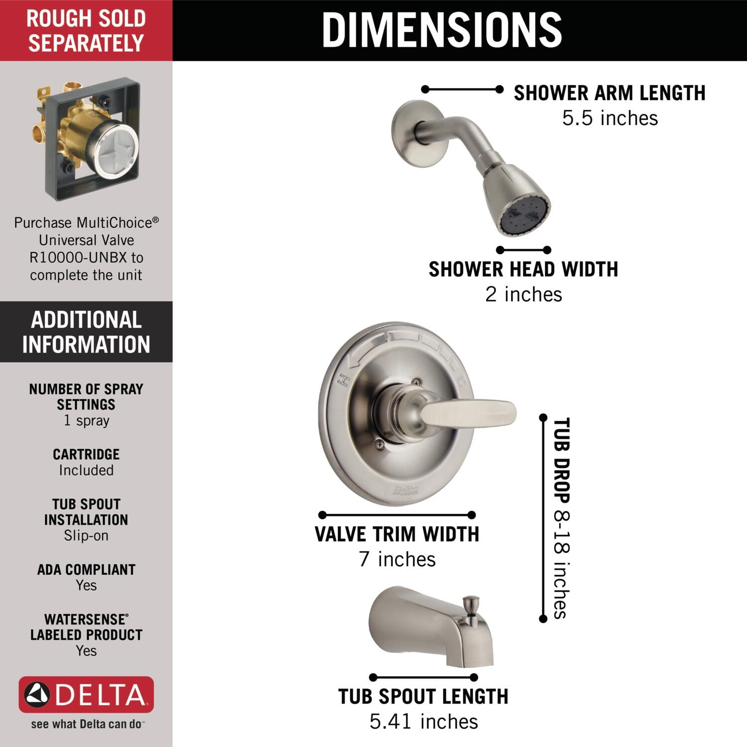 Delta BT13410-SS Tub-Shower-Faucets - View #4