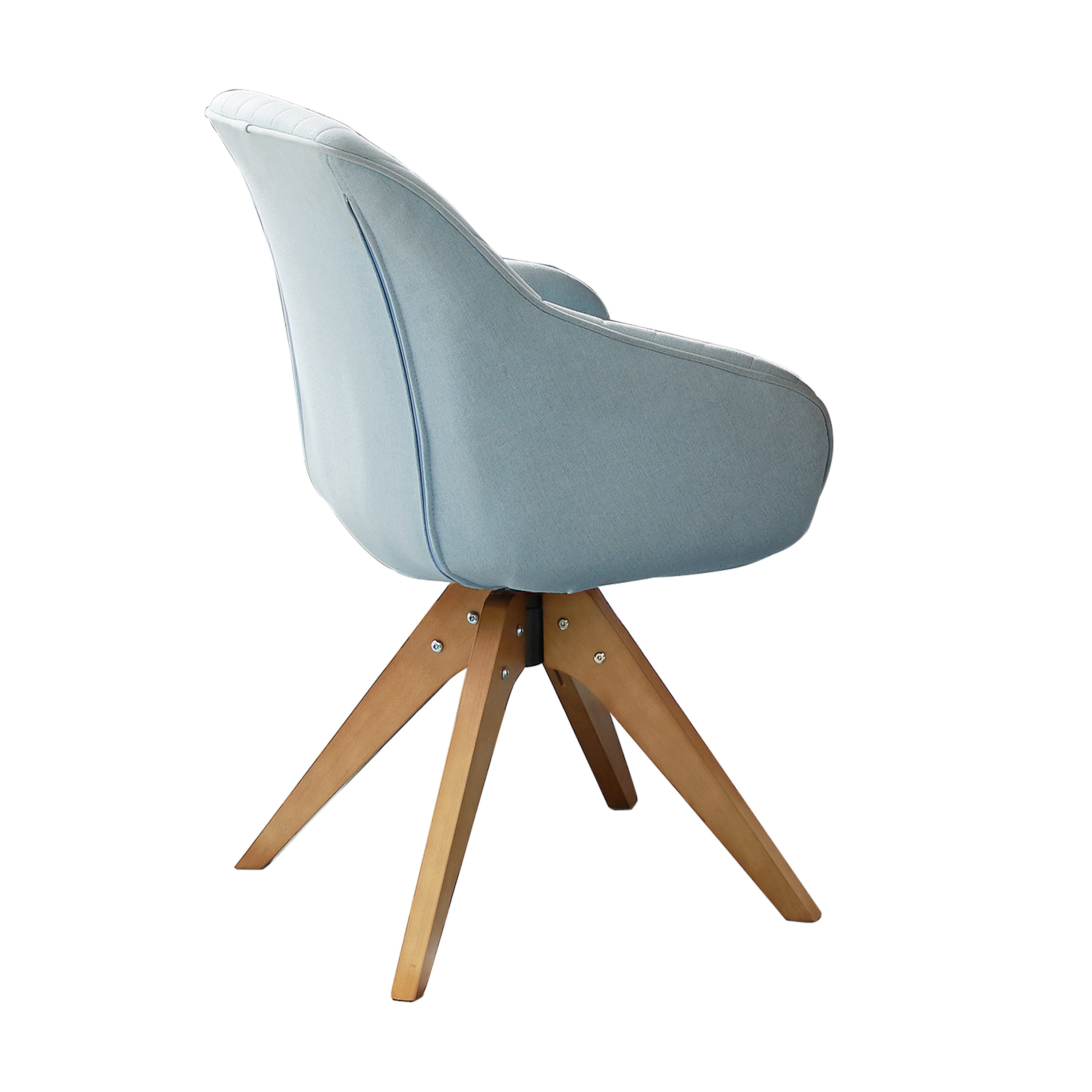 Mid-Century Light Blue Swivel Accent Chair with Beech Wood Legs