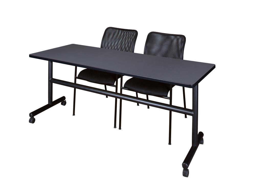Regency MKFT7224GY75BK Training Gray 4-Person Training Table (72-in W x 29-in H)