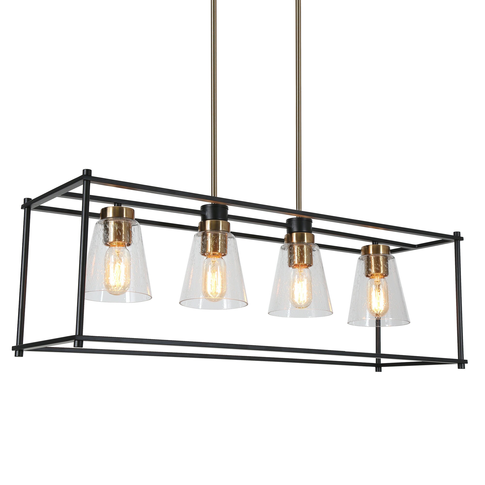 ZEVNI Tobey 4-Light Polished Black Industrial Led Cage