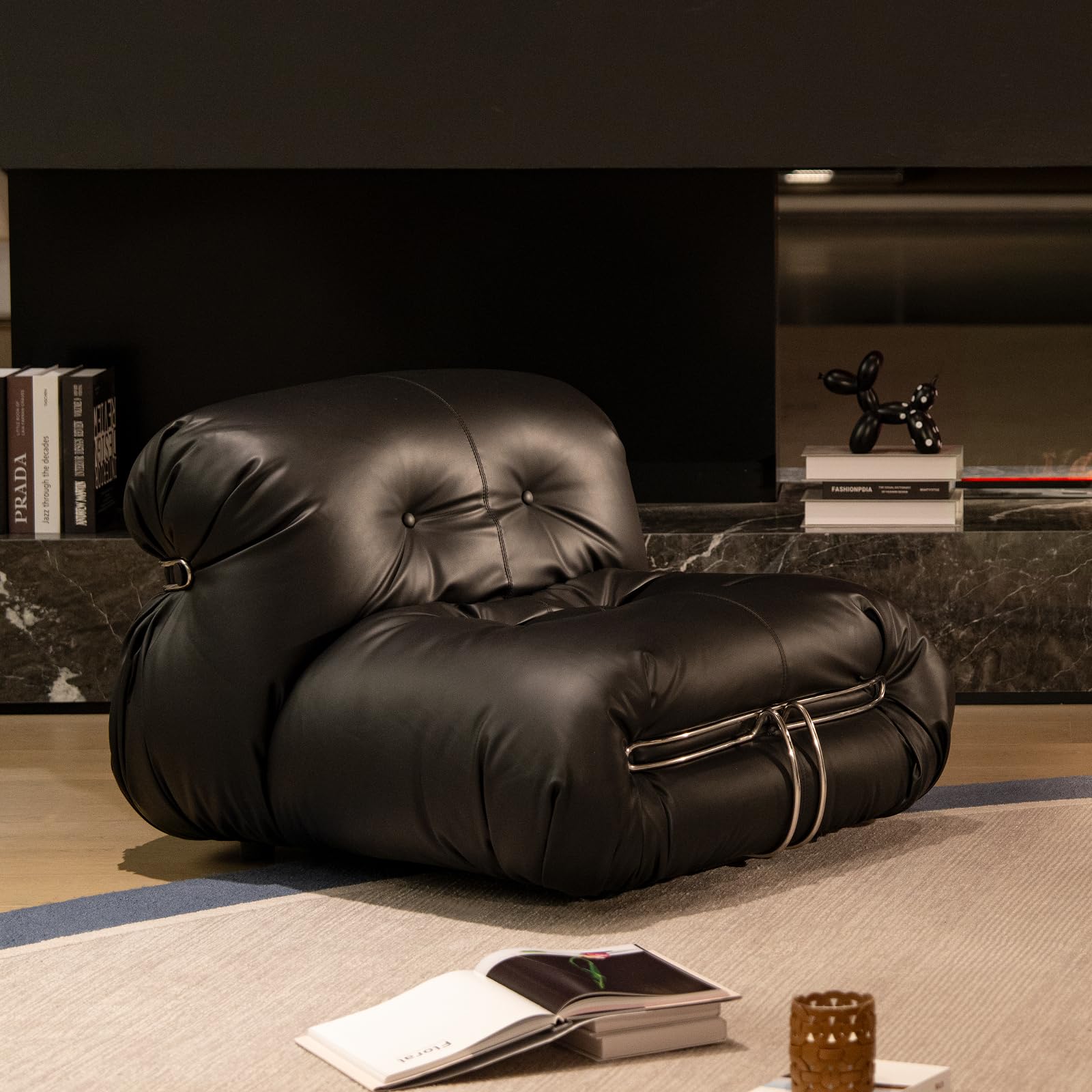 LTMATE LSA0049S-B Leather Black Bean Bag Chair