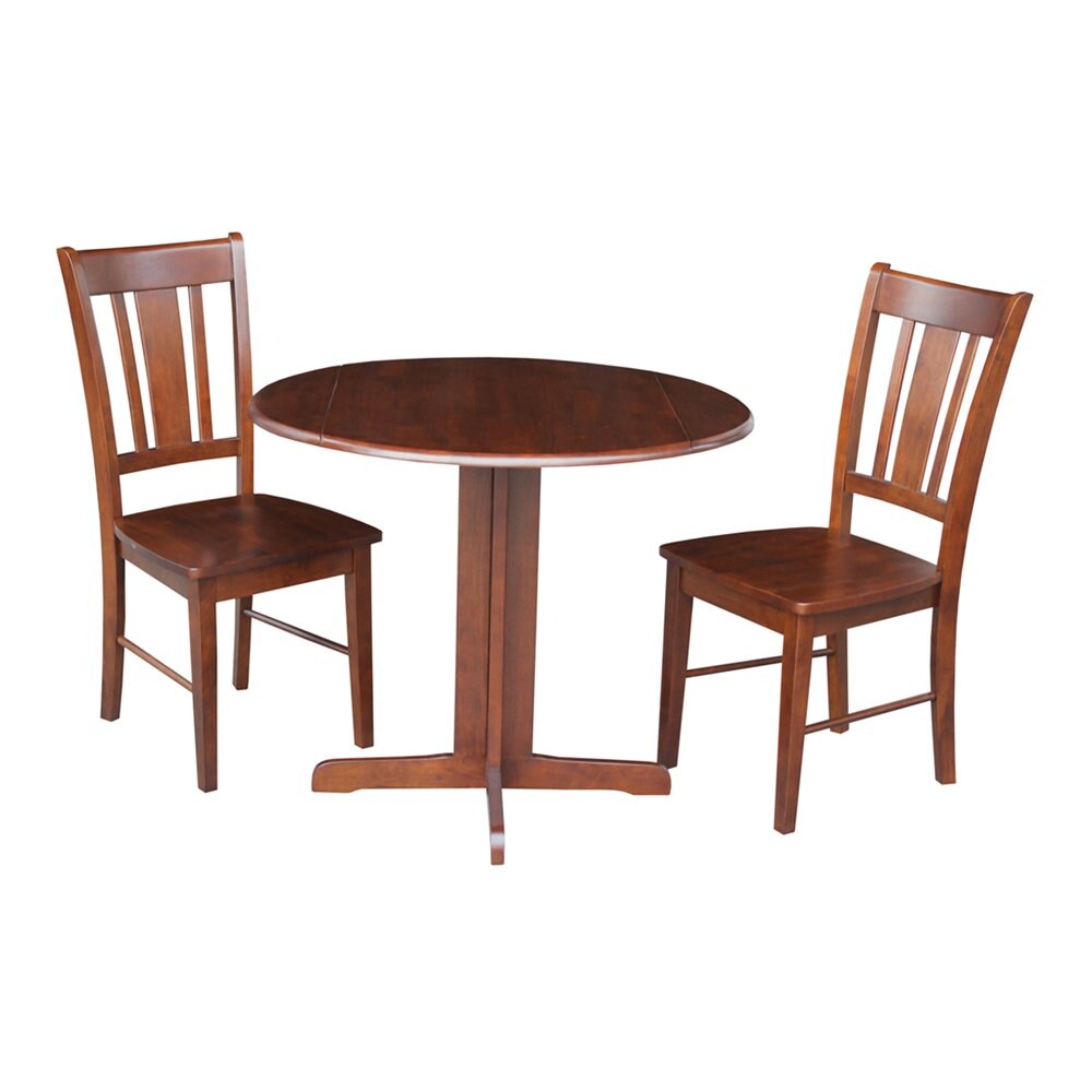International Concepts K581-36RP-C-10P Dining Essentials, San Remo Espresso Transitional Dining Room Set with Round Table ( Seats 2 )