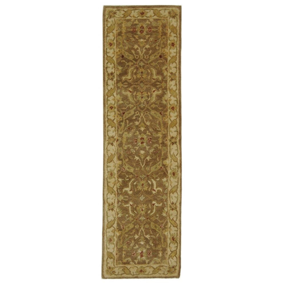 Safavieh AT311A-222 Antiquity Behha 2 x 22 (ft) Tufted Wool Brown/Gold Rectangular Indoor Floral/Botanical Vintage Runner rug