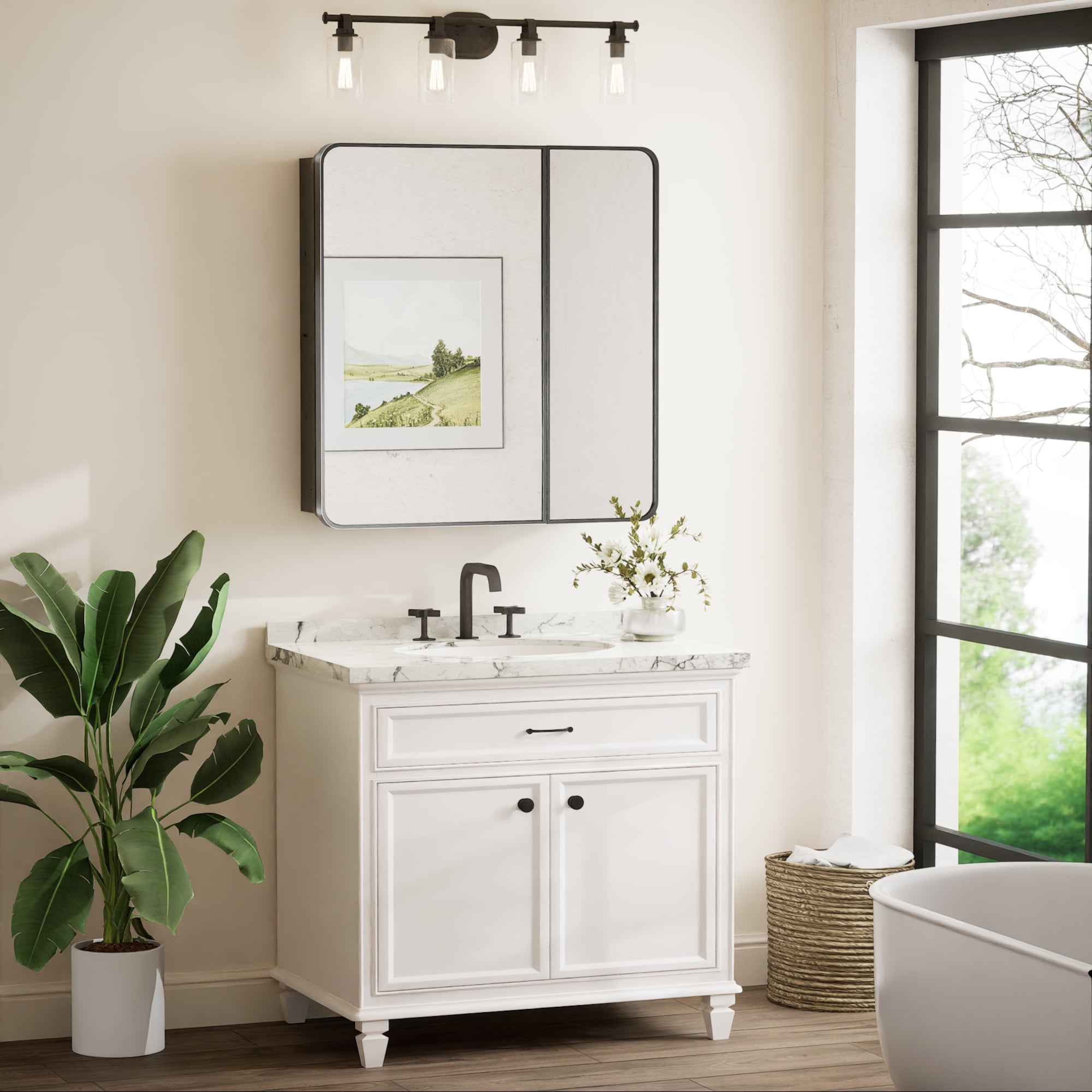 Keonjinn LW-JSKJG-YJ-S7681BK Bathroom-Medicine-Cabinets - View #2