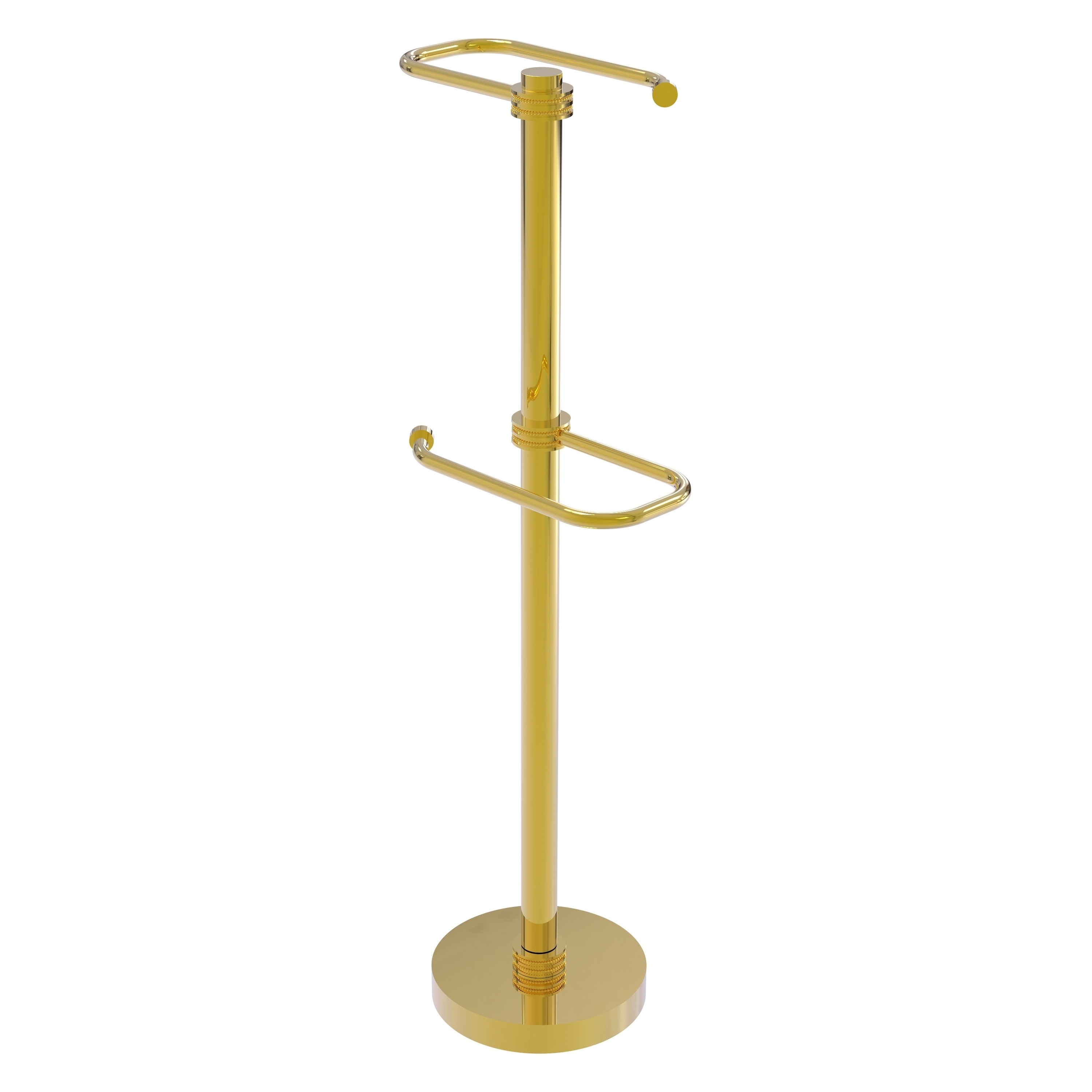 Allied Brass TS-26D-PB Polished Brass Freestanding Single post Toilet Paper Holder 2 -Rolls with Storage