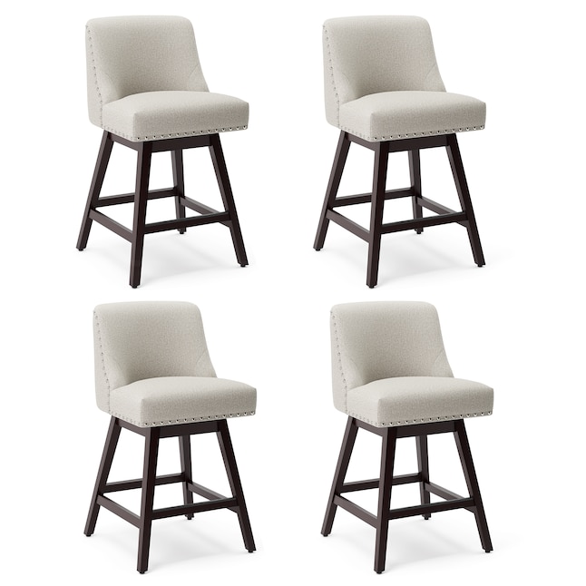 Set of 4 Oyster Gray 26-in H Counter height Upholstered Swivel Wood Bar ...