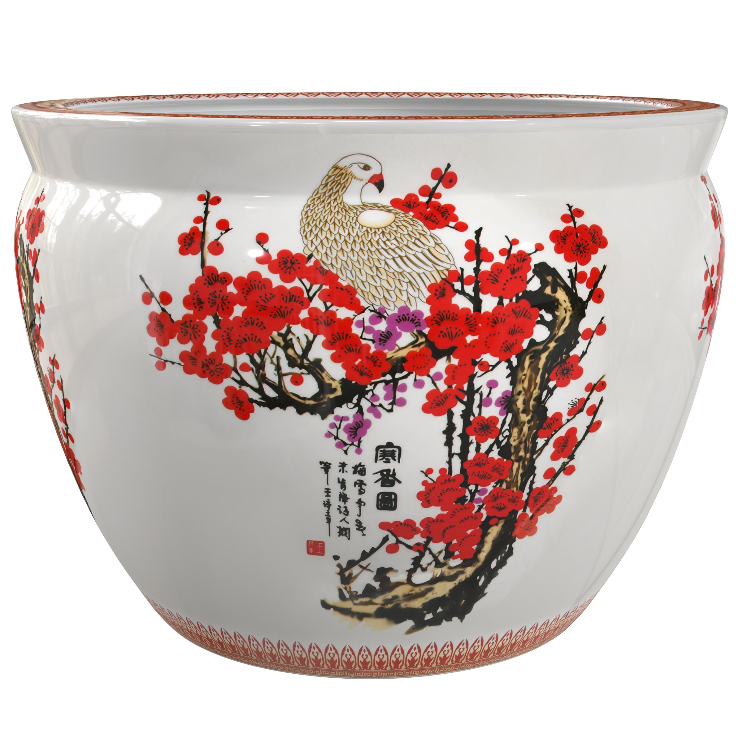 Red Lantern BW-20FISH-CBLOS Round 20.5-Inches W Extra Large Multiple colors/finishes Porcelain Indoor/Outdoor Planter