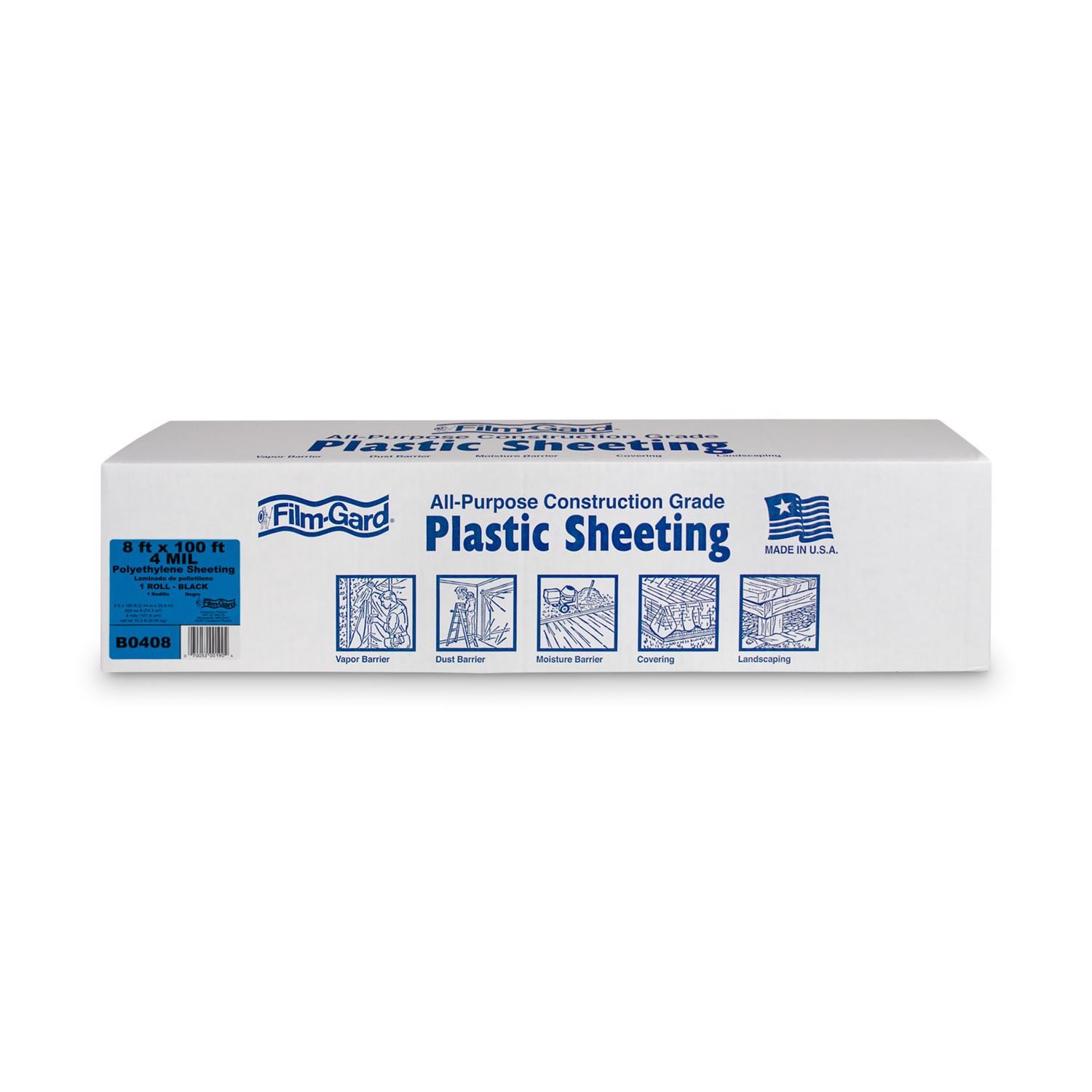 Film-Gard - Plastic Sheeting 4 mil X 8 ft. W X 100 ft. L Polyethylene Black 1 pk