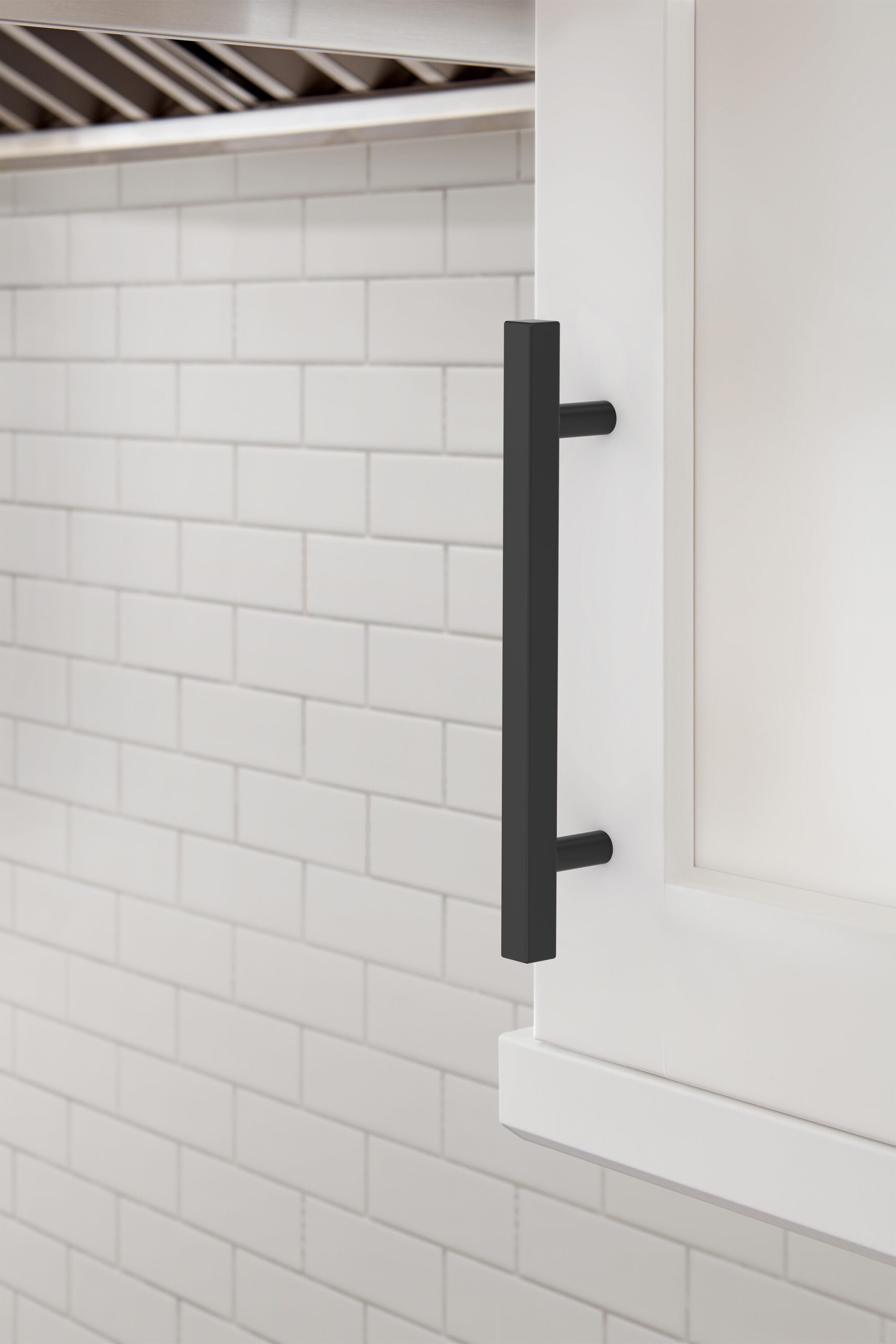 Matte Black Modern Bar Cabinet Pulls with Mounting Hardware, 10 Pack