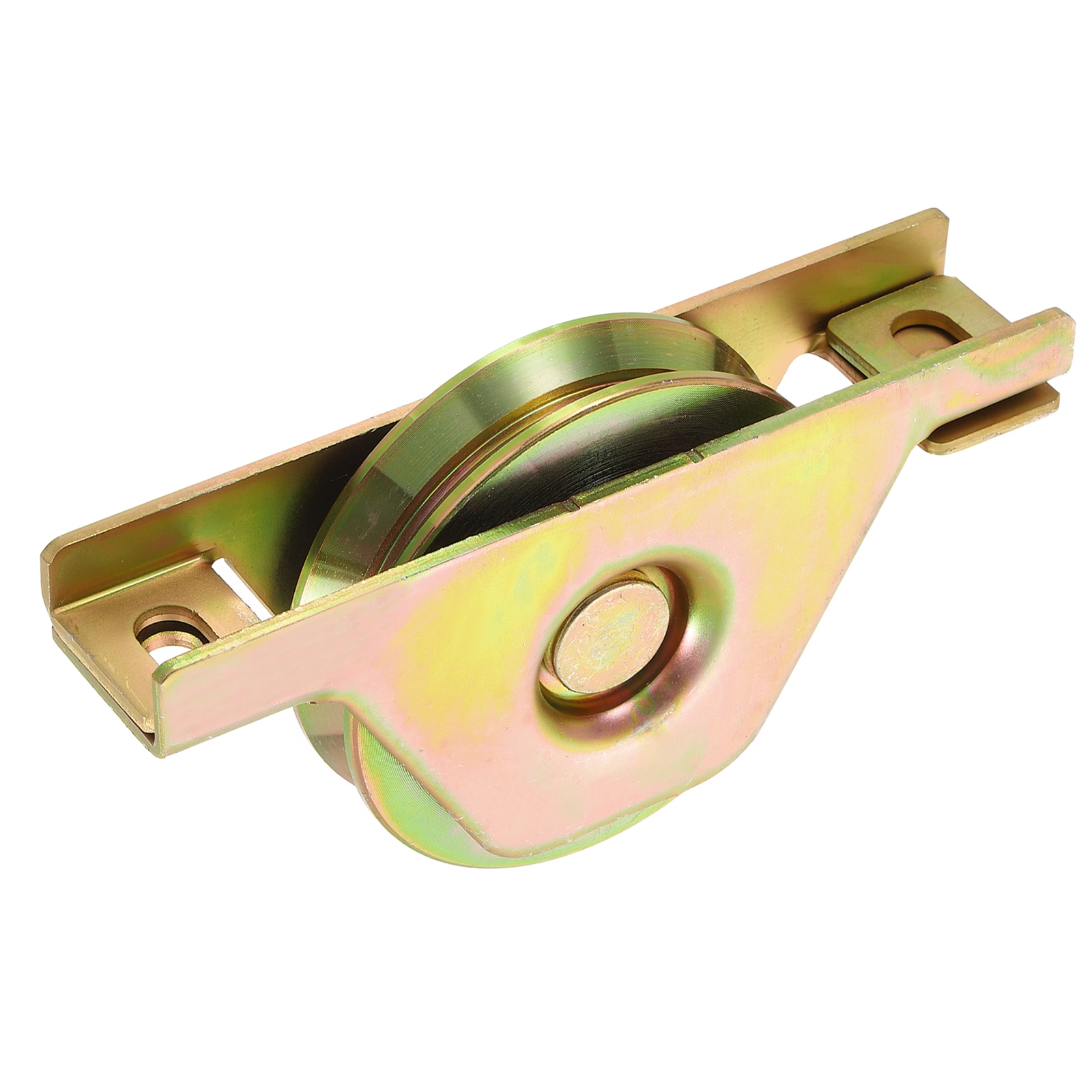 Unique Bargains 3.5 Inch Sliding Door Pulley 1pc V Groove Caster Single Wheels with Bracket Screen Door Rollers for Gate Furniture Wardrobes Gold #S26042000UX4359