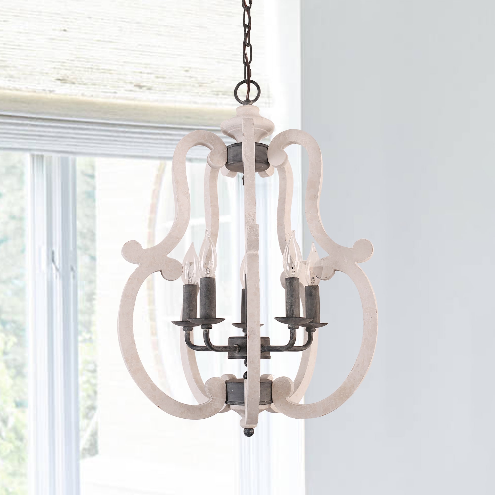 Bella Depot FC4043-5W FC4043 5 -Light Multiple colors French country/cottage Wood For Use in Bedrooms, Dining Rooms, Foyers, Kitchens, Living Rooms Chandelier