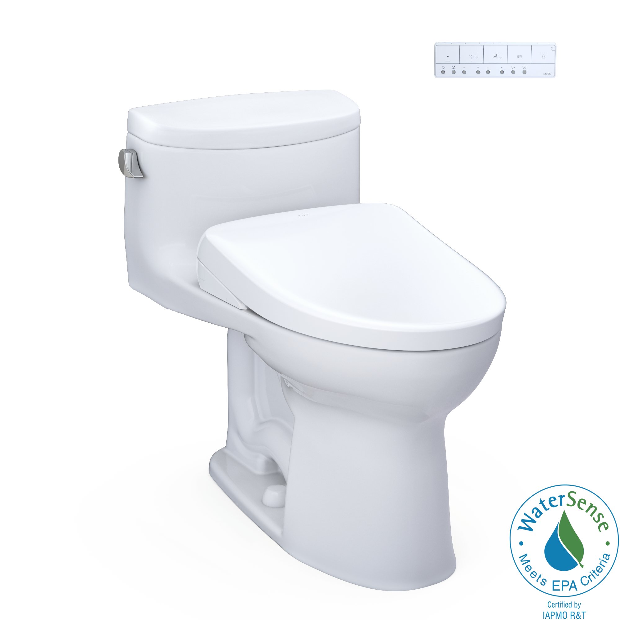 TOTO MW6344736CEFG-01 WASHLET+ Cotton White Single Elongated Chair height Soft Close 1-piece Bidet 12-in Rough-In 1.28 GPF