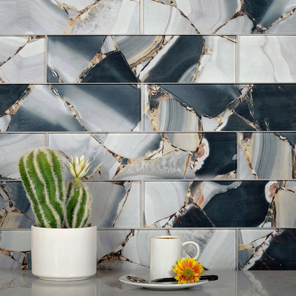 Carnelian 3" x 12" Glossy Gray Glass Subway Tile
