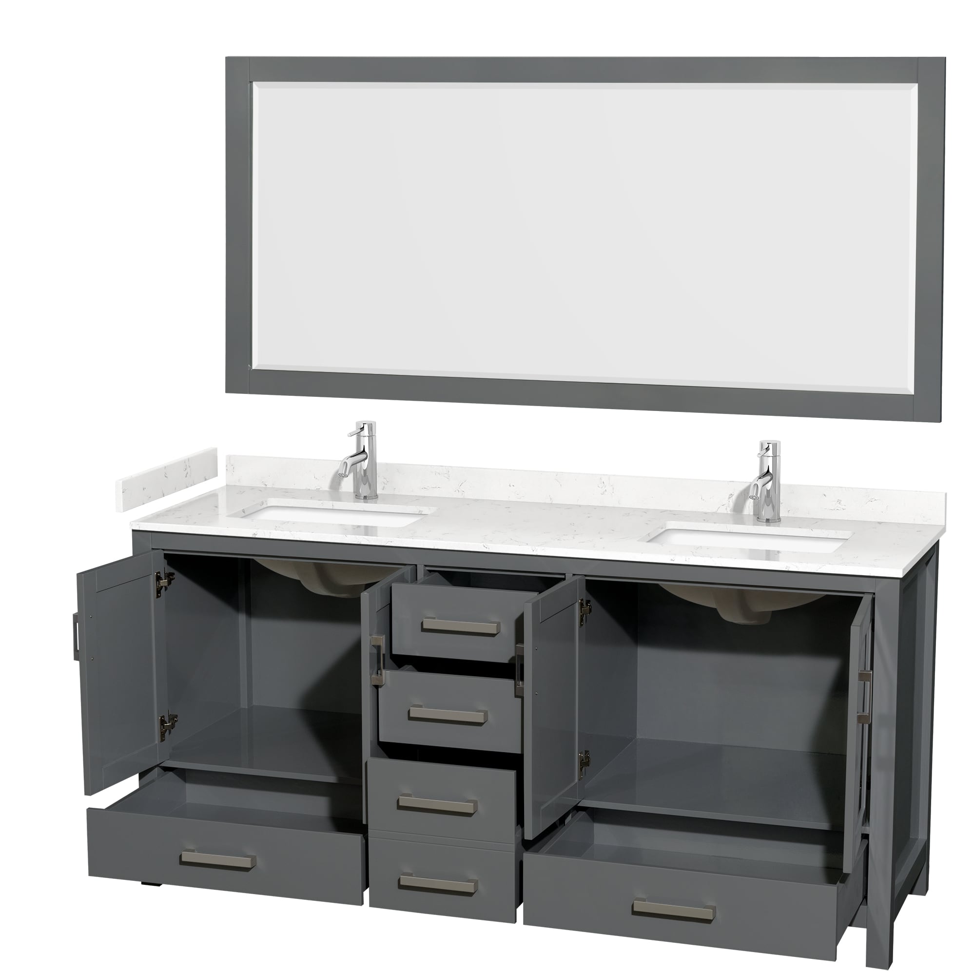 Wyndham Collection WCS141472DKGC2UNSM70 Bath-Vanity-Combo - View #2