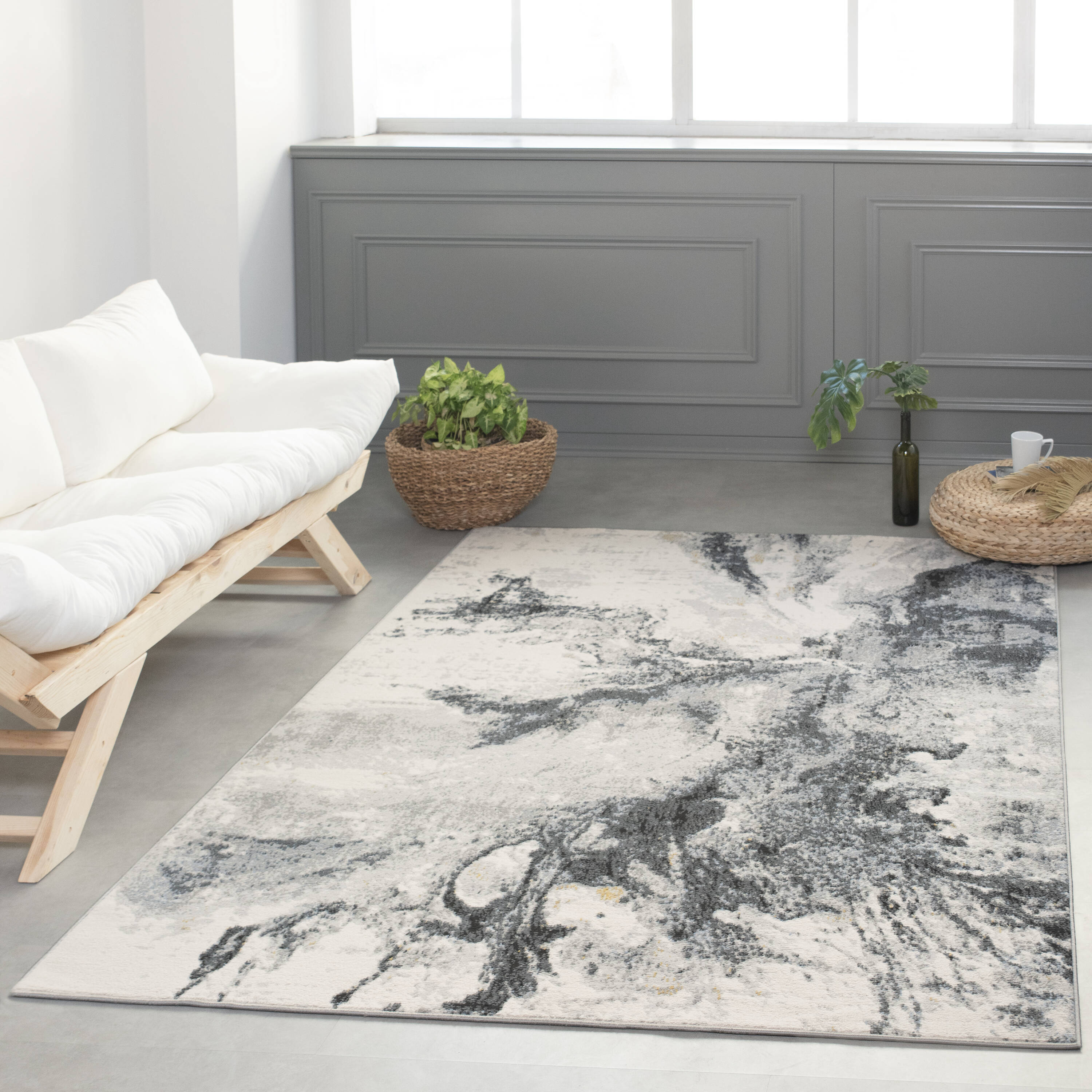 MDA Rugs LL1058 Lela 5 x 7 (ft) Polyester Charcoal Gray Rectangular Indoor Abstract Area rug
