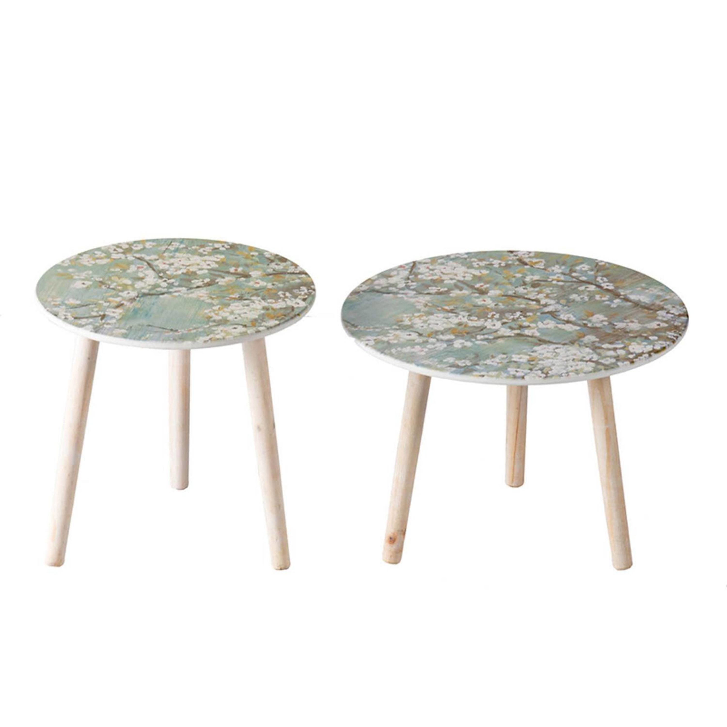 A&B Home 45216-DS 20-in W x 14-in H Multicolor Wood Veneer Round Rustic End Table Fully Assembled