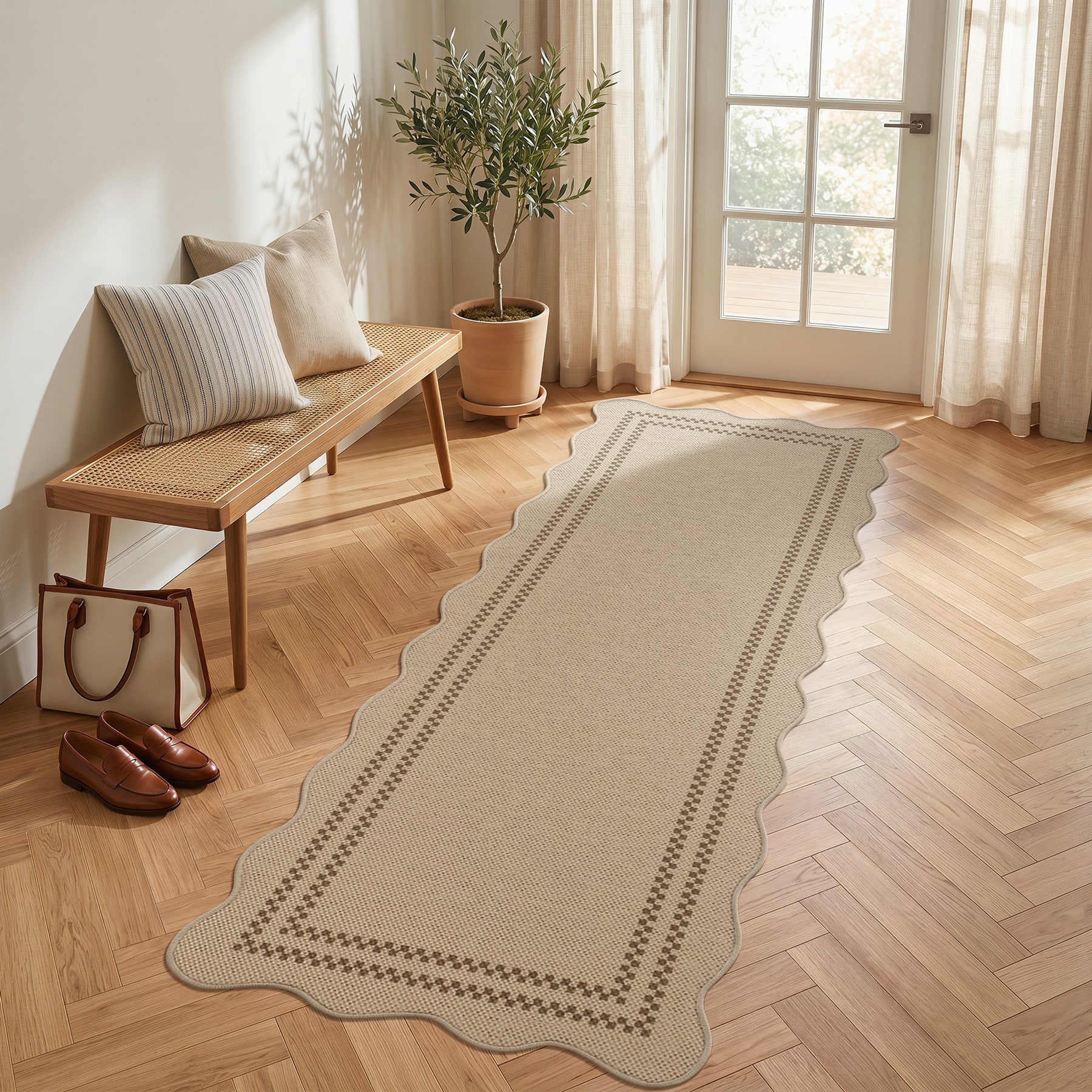 LITTLE TREE 2x6 (ft) Jute-Style Natural Color Non-Slip Washable ...