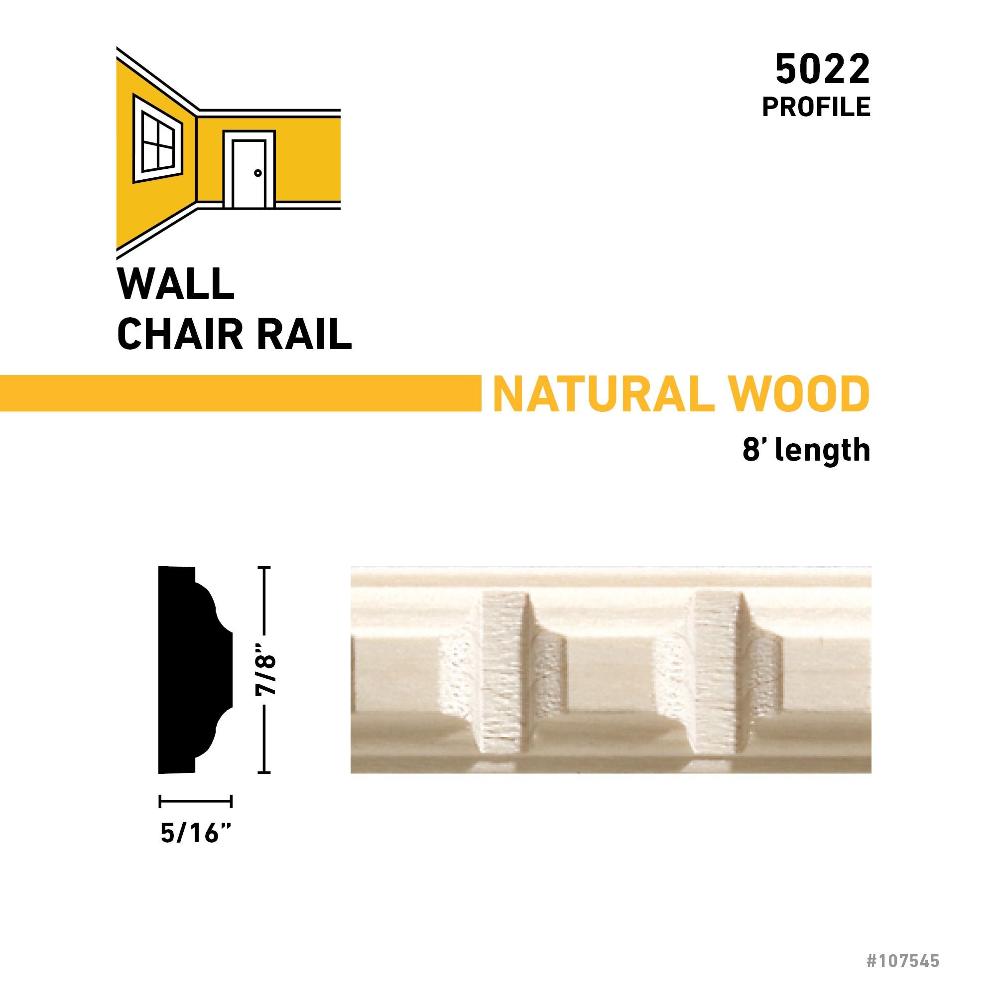 5022-8WHW Chair-Rail-Moulding - View #3