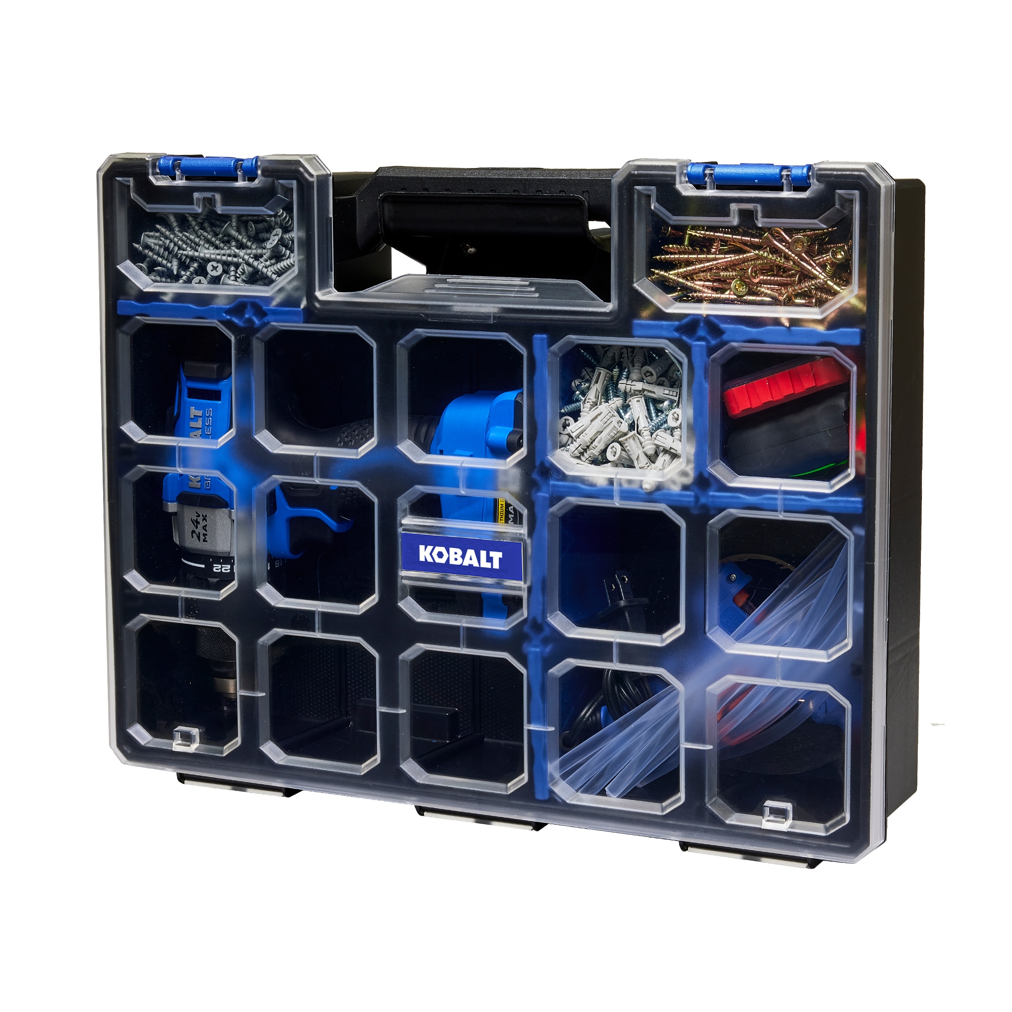 Hardware Organizer Box 34 Compartments Small Parts Organizer with Removable  Dividers Durable Plastic Double Side Tools Box Screw Organizer For Nuts,  Bolts, Screws, Nails, Small Hardware (Blue) 