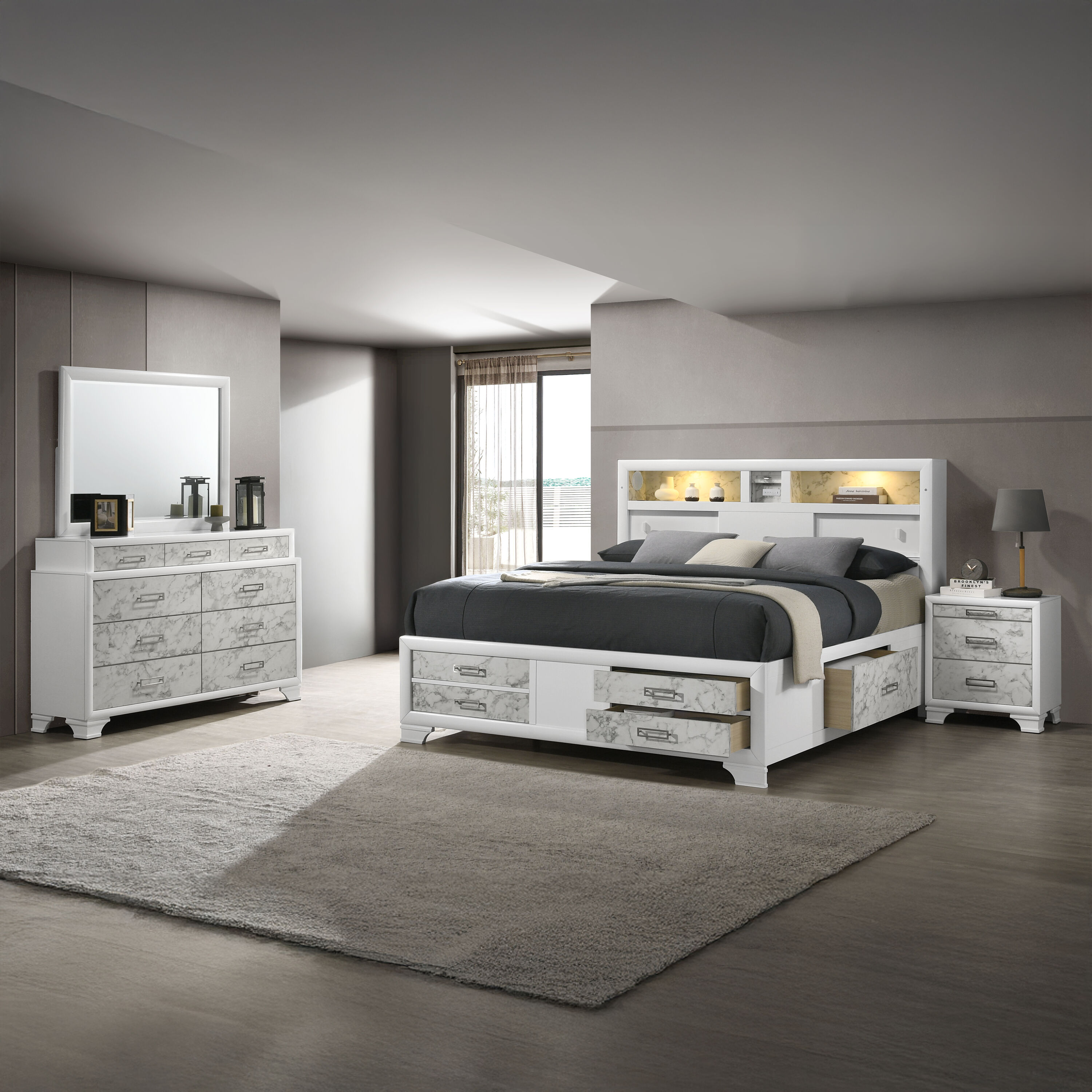 Galaxy 601955557641 Soul White Queen Bedroom Set