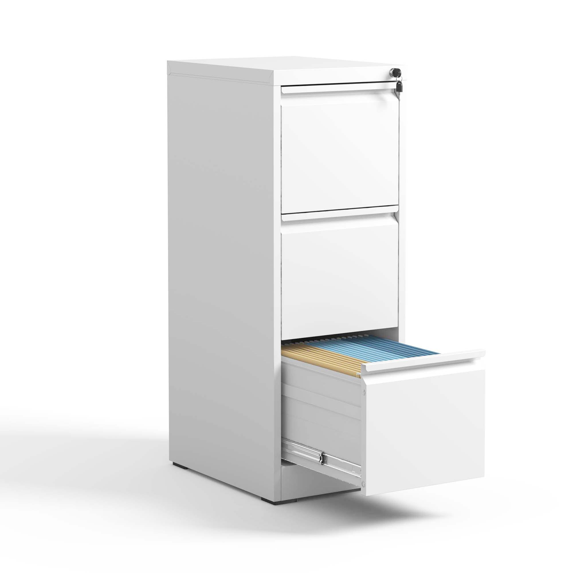 Sumyeg WF-W51921518 3 Drawer Metal Vertical File Cabinet with Lock 3 -Shelf White Office Cabinet