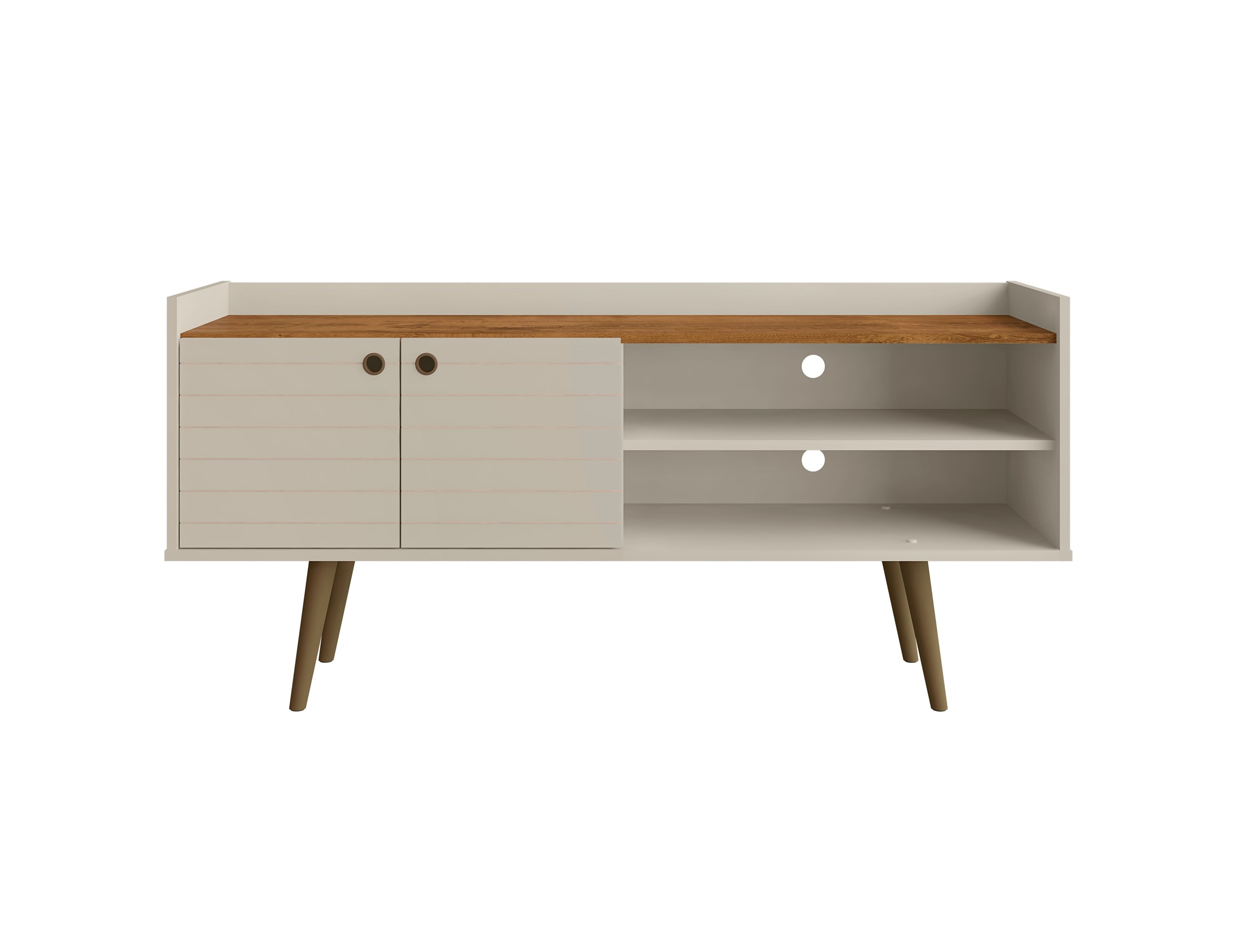 Bogart 53.54" Off-White Mid-Century Modern TV Stand with Cabinet