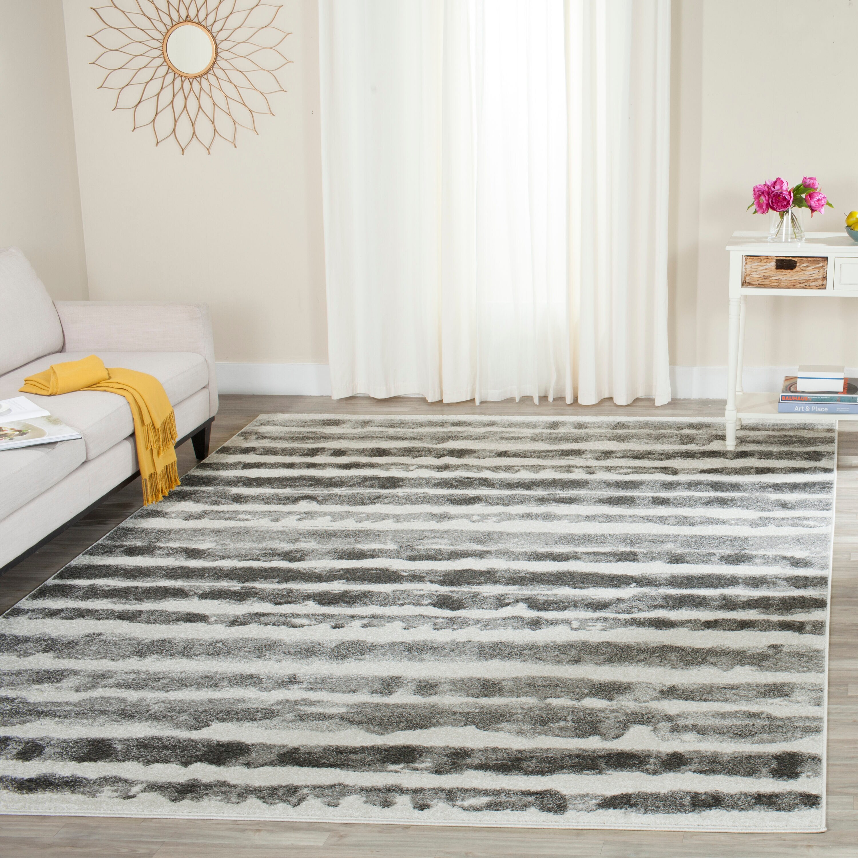 Safavieh ADR126N-8 Adirondack Briar 8 x 10 (ft) Loomed Polypropylene Ivory/Charcoal Rectangular Indoor Abstract Lodge Area rug