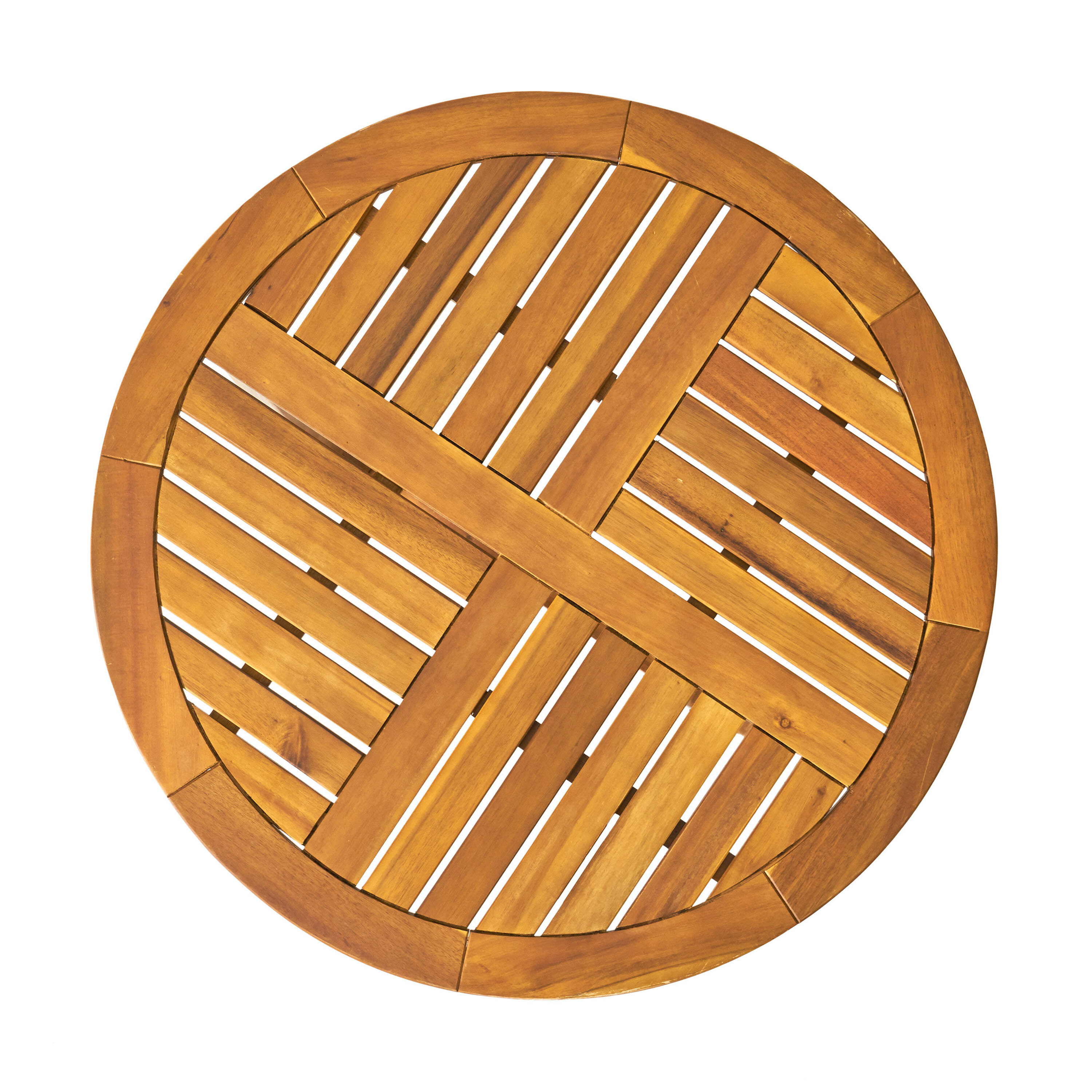 Teak and Cream Acacia Wood 3-Piece Outdoor Bistro Set