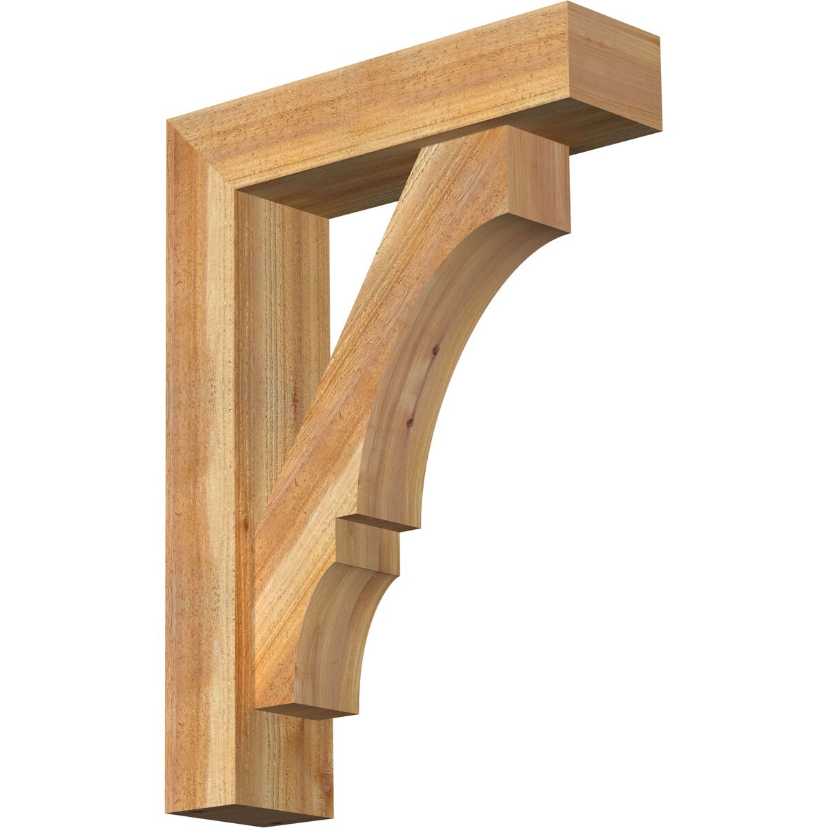 Ekena Millwork 1461843 Balboa block rough sawn bracket with offset brace 6-in x 22-in x 30-in Western red cedar Brown Wood Standard bracket