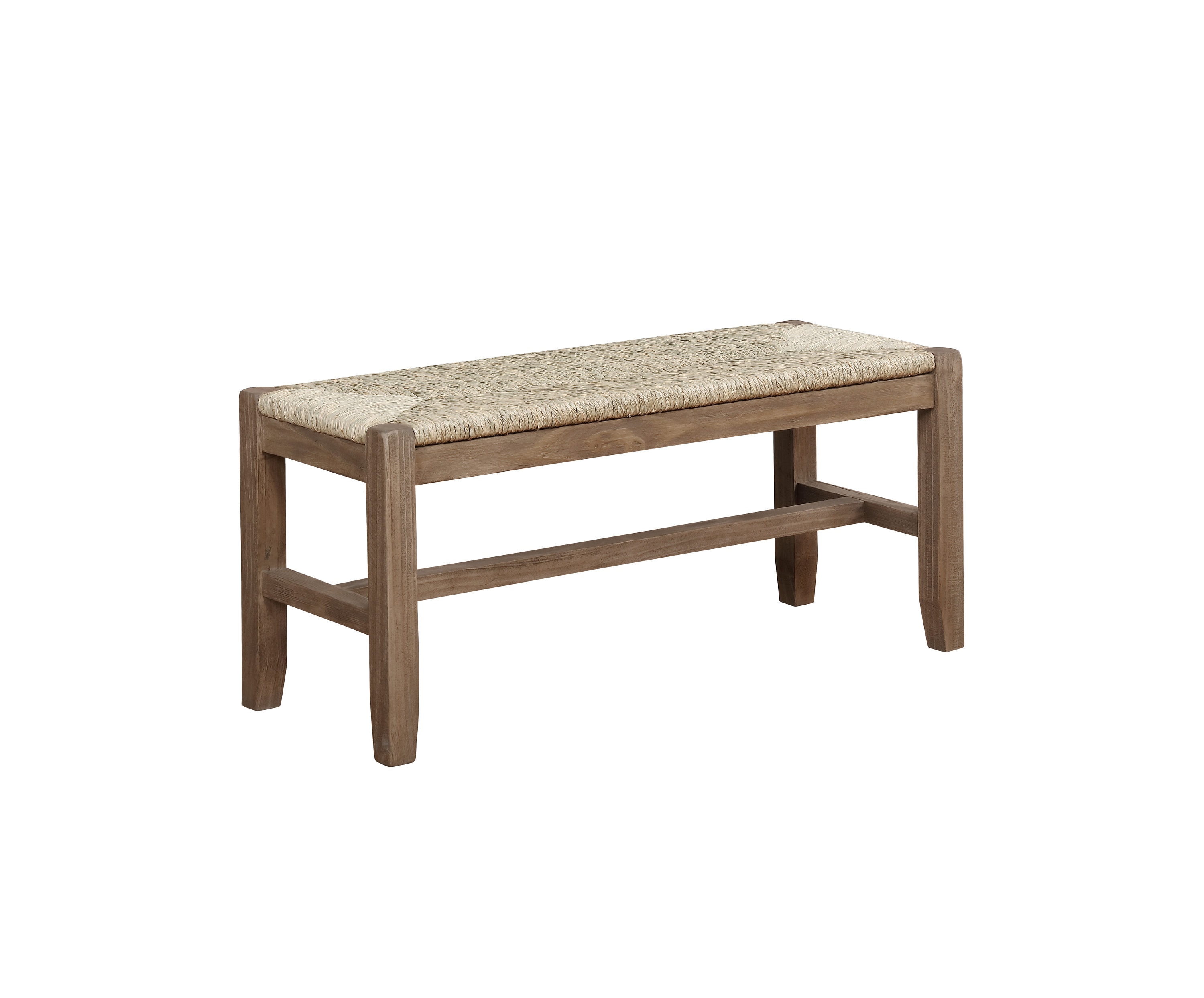 Newport 40" Light Brown Wood Bench with Rush Seat