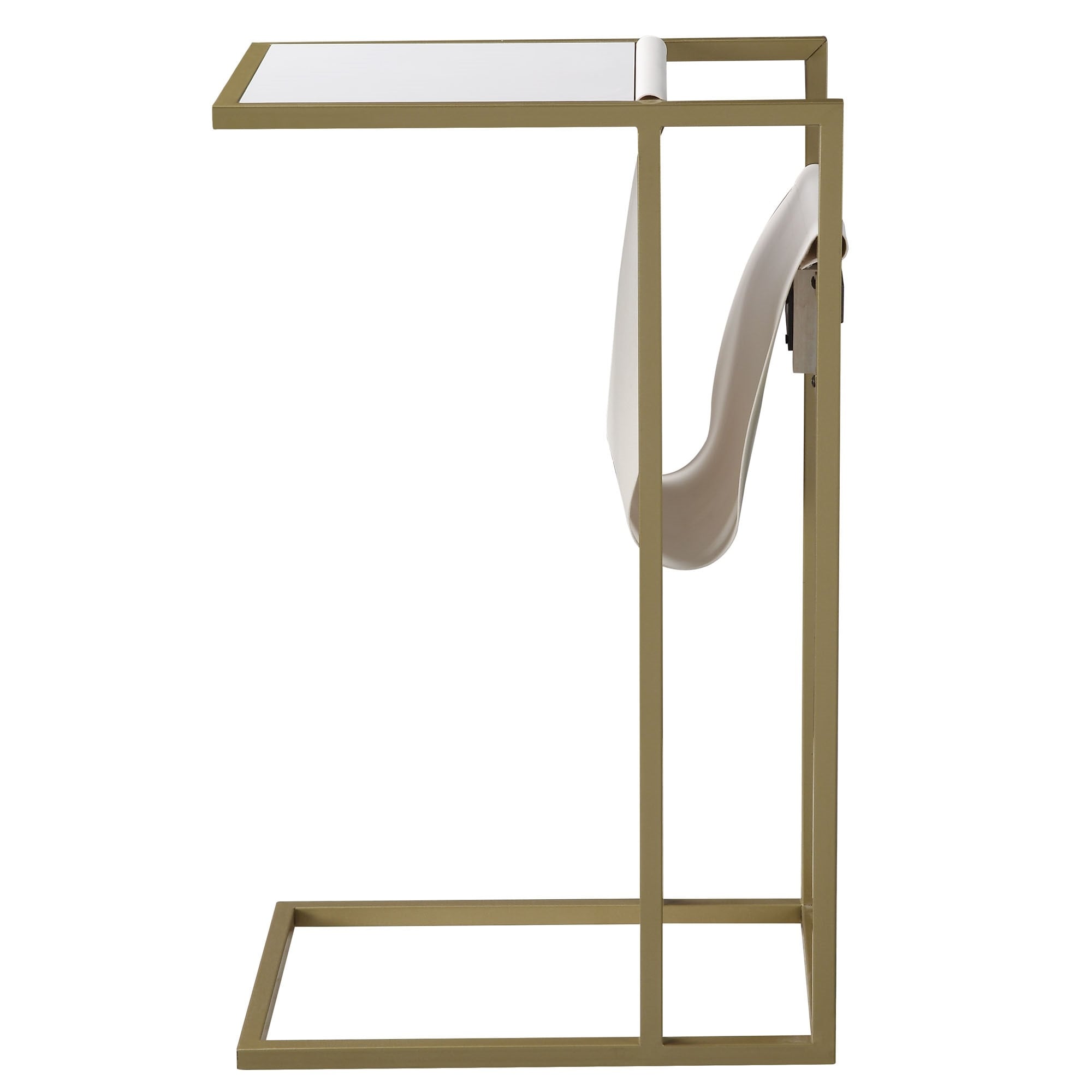 Loft Lyfe LET158-09WG-LS Tregal 10.25-in W x 25.5-in H White/Gold Faux marble Rectangular Modern End Table