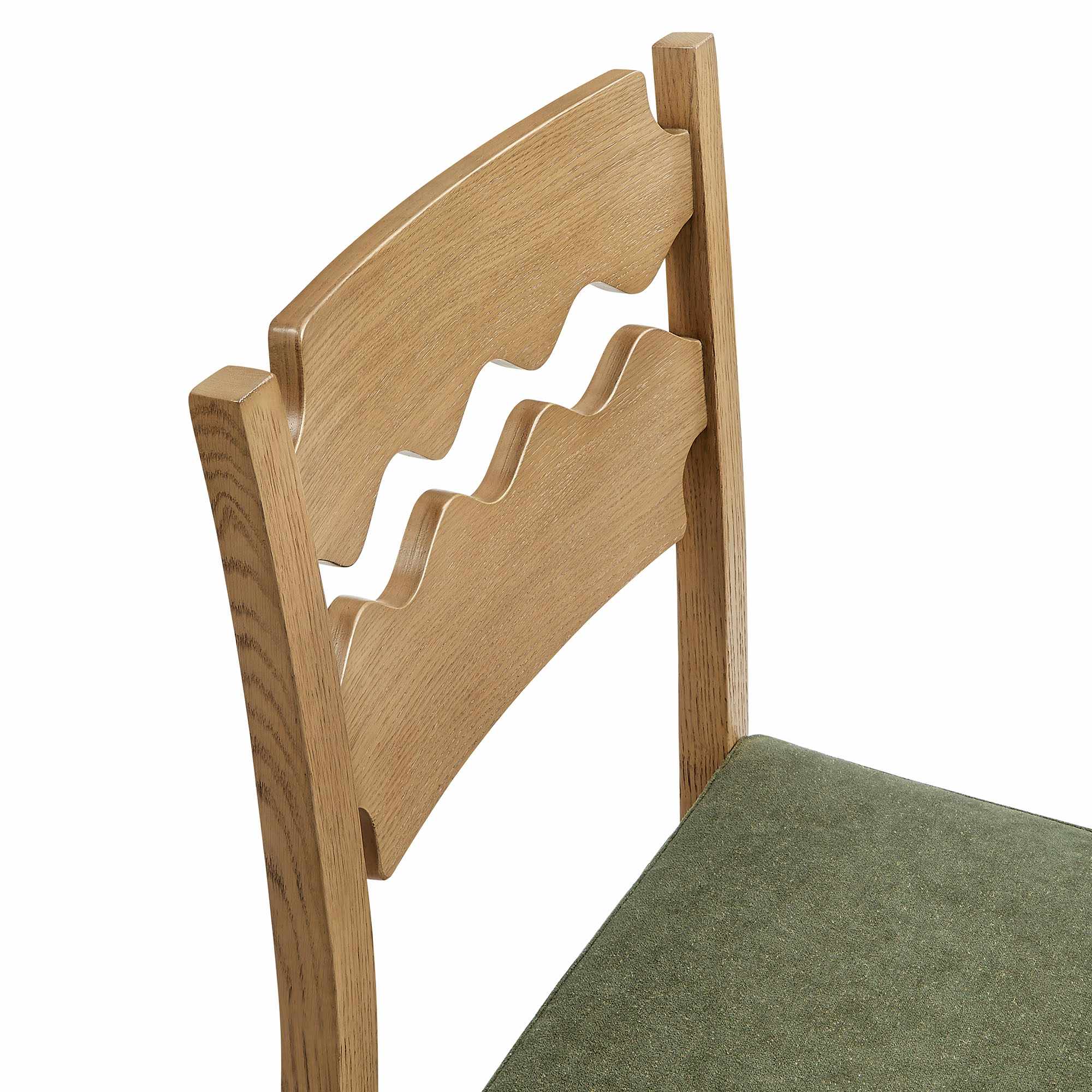 Modway Jax Oak Wood Dining Chair With Wavy Razor Back and Cushion in ...