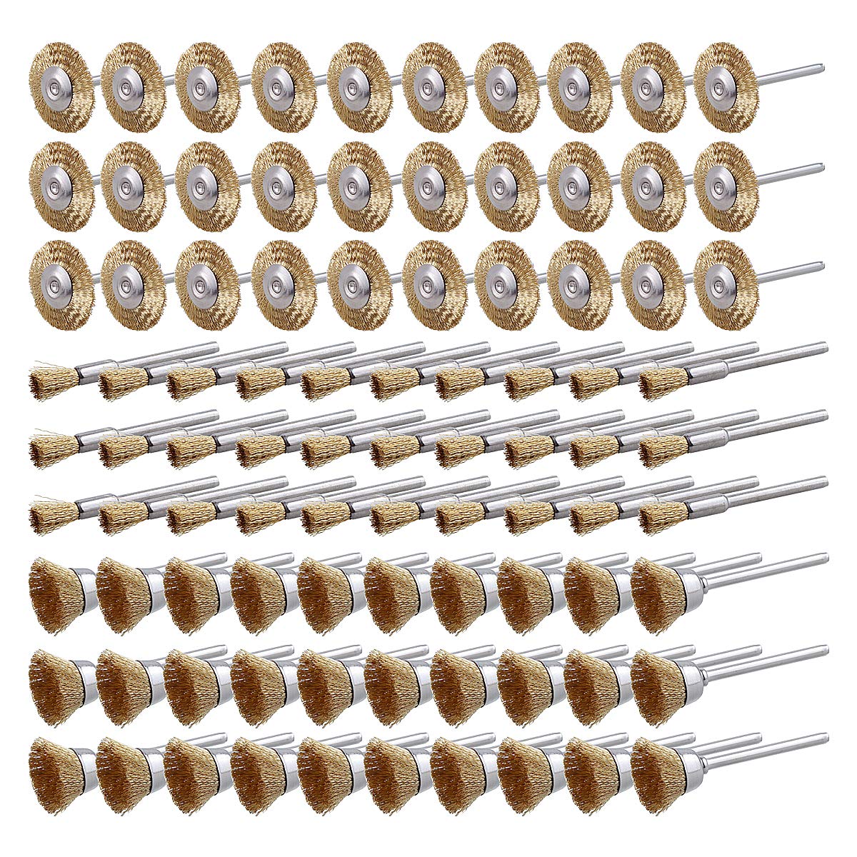 Mikiotto 90 pcs Wire Brushes Set Brass Wire Wheel Pen Shape and Bowl ...