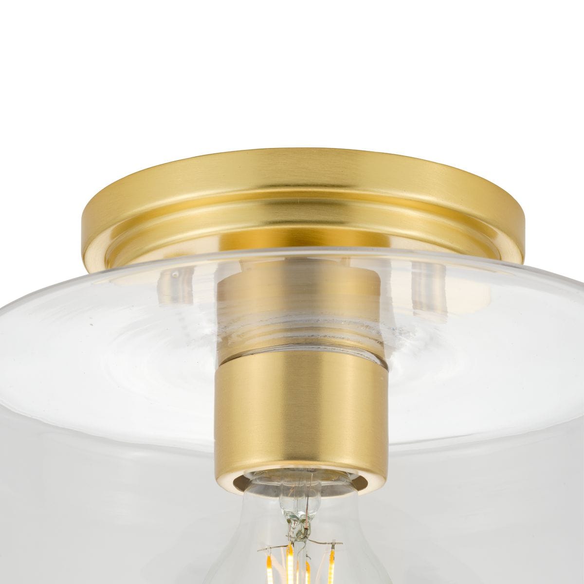 Adley Satin Brass Flush Mount with Clear Glass Shade