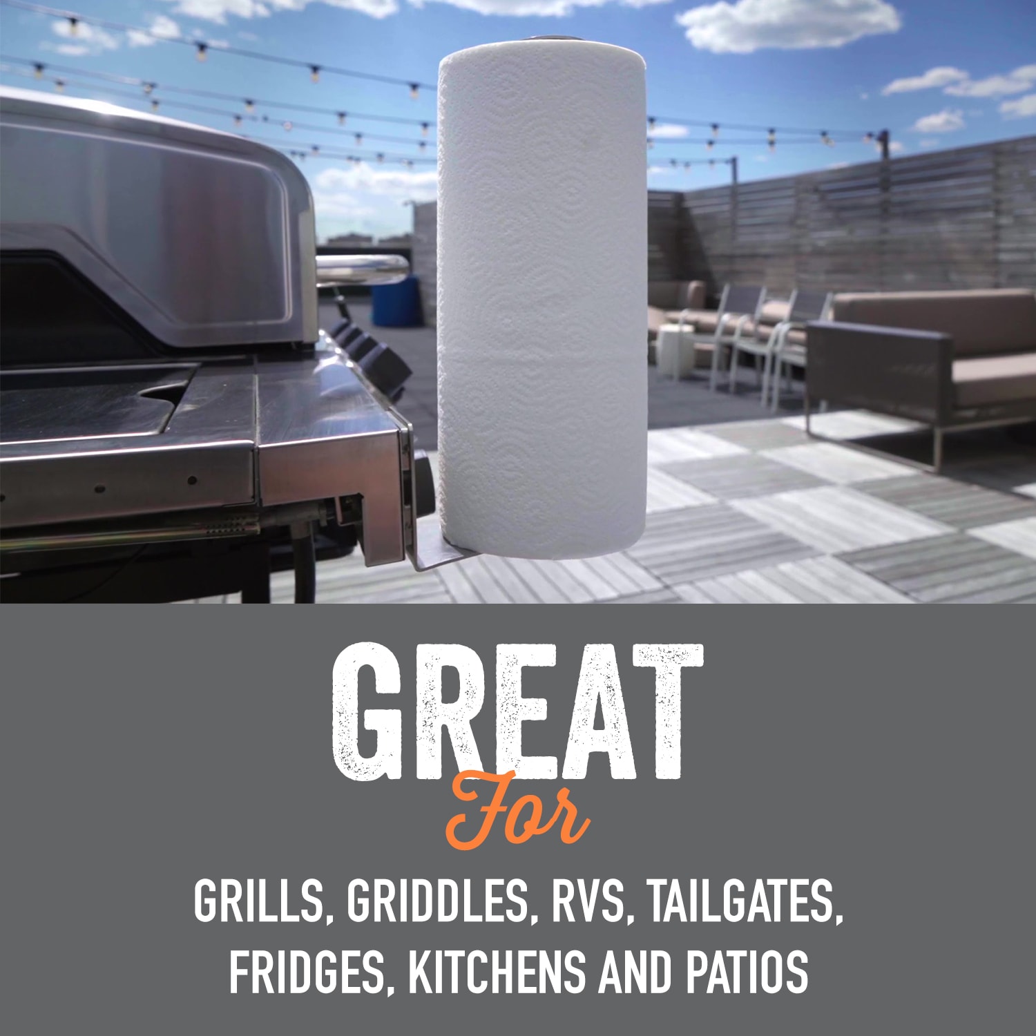 Stainless Steel Magnetic Paper Towel Holder for Indoor/Outdoor Use