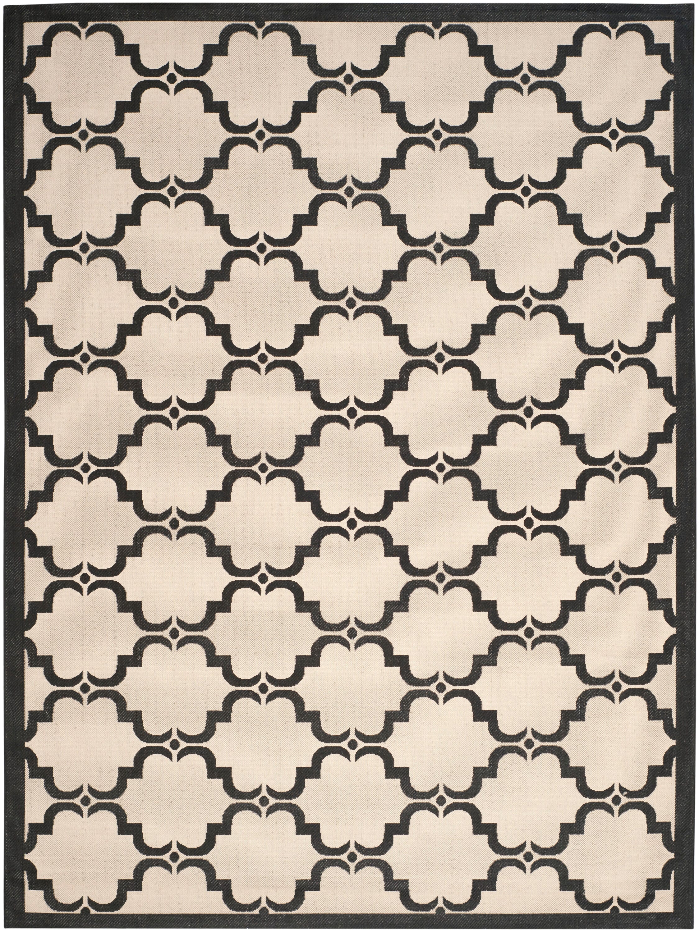 Safavieh CY6009-256-6 Courtyard Aldo 7 x 10 (ft) Loomed Polypropylene Beige/Black Rectangular Indoor/Outdoor Trellis Coastal Area rug