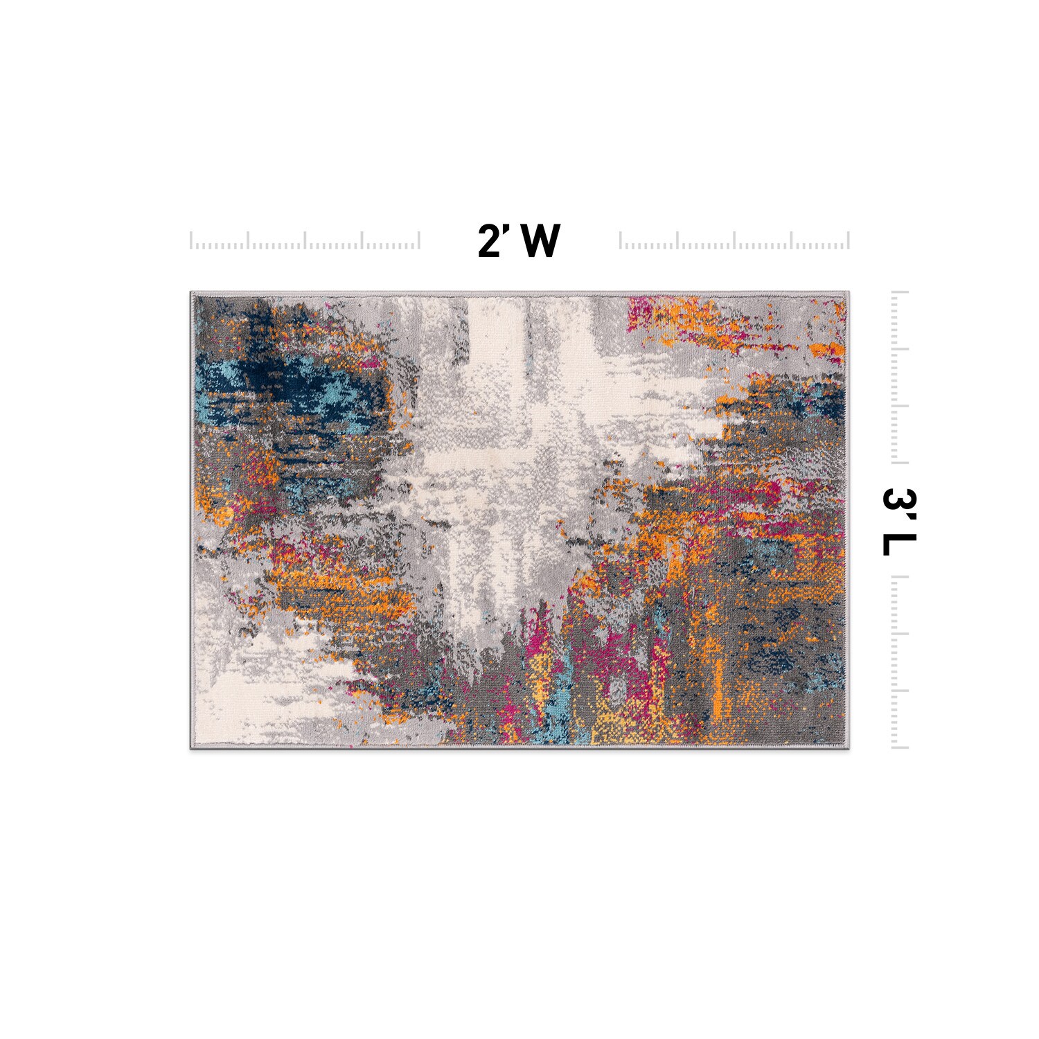 Multi-Color Abstract Art Synthetic Rectangular Area Rug 2'x3'
