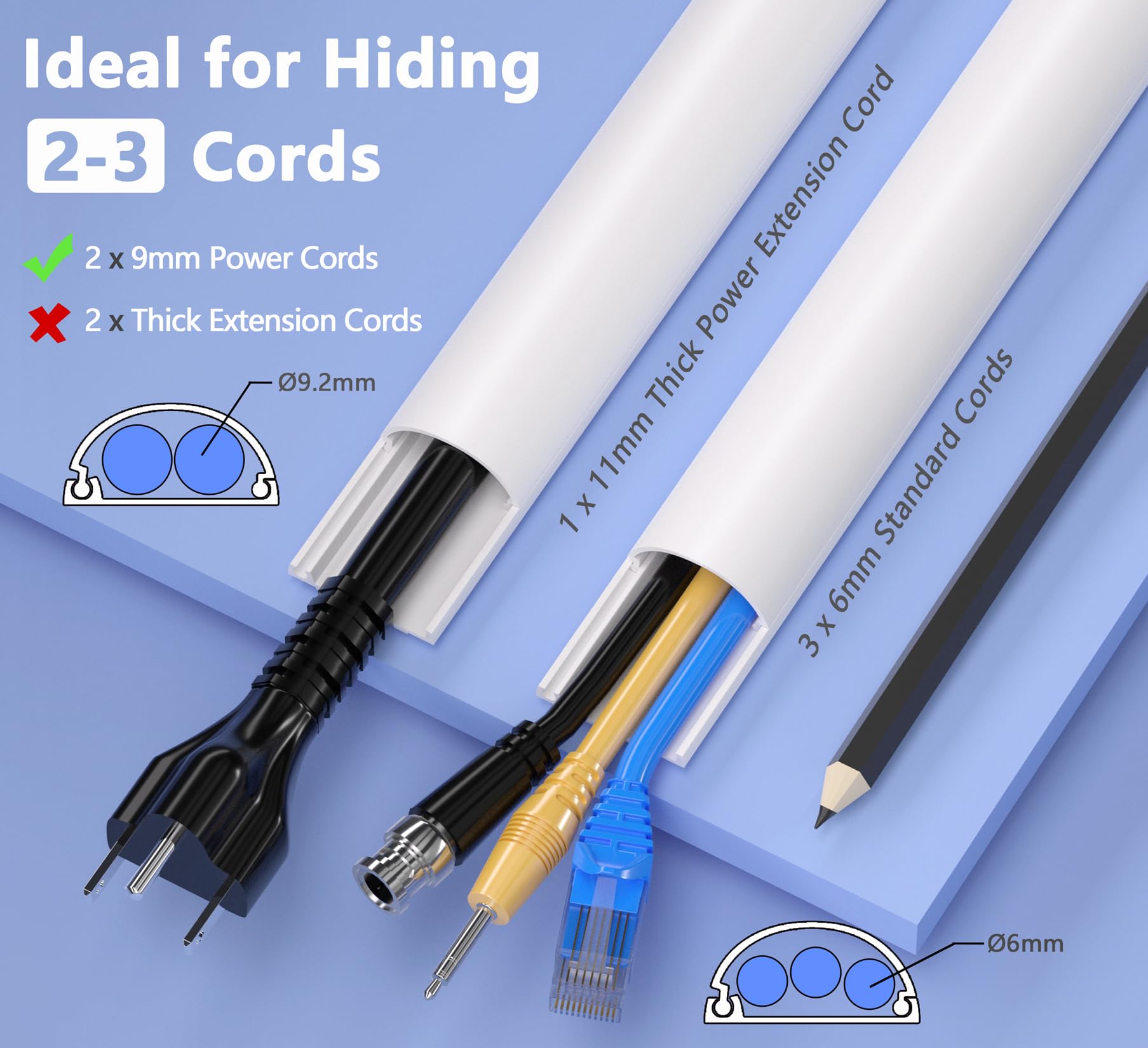 UUDULY Cord Hider for Wall Mount TV 39in Self Adhesive Cable Hider Kit ...