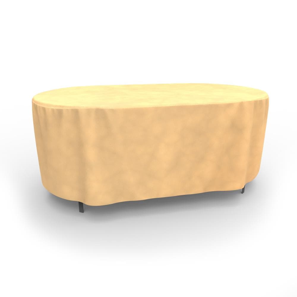 Budge P5A26SF1 All-Seasons Tan Polypropylene Patio Furniture Cover For Dining table (rectangle)