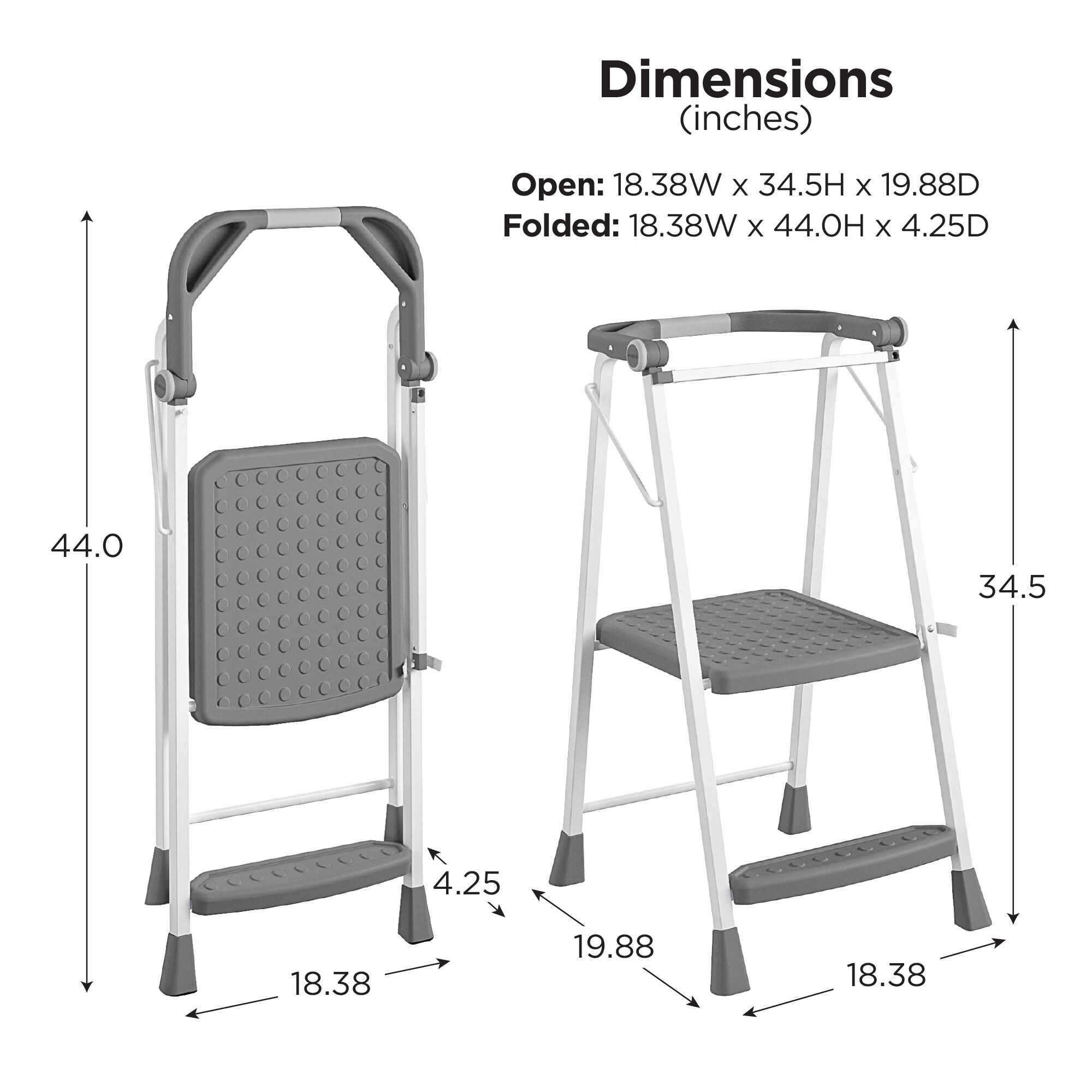 Cosco 2 Step 225 Lb Capacity Gray Steel Foldable Step Stool In The Step   64751141 