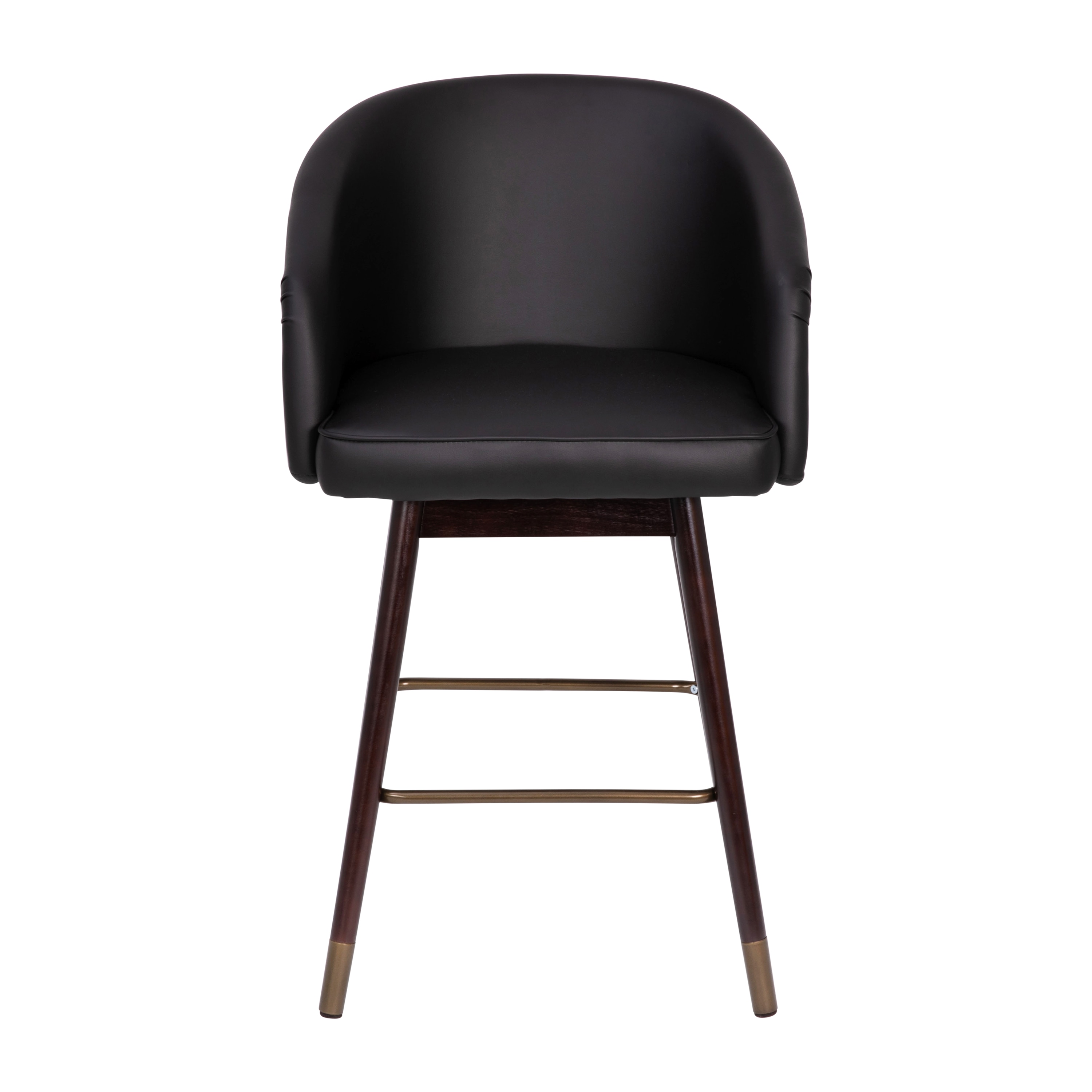 Brida Black Faux Leather and Walnut Counter Stool