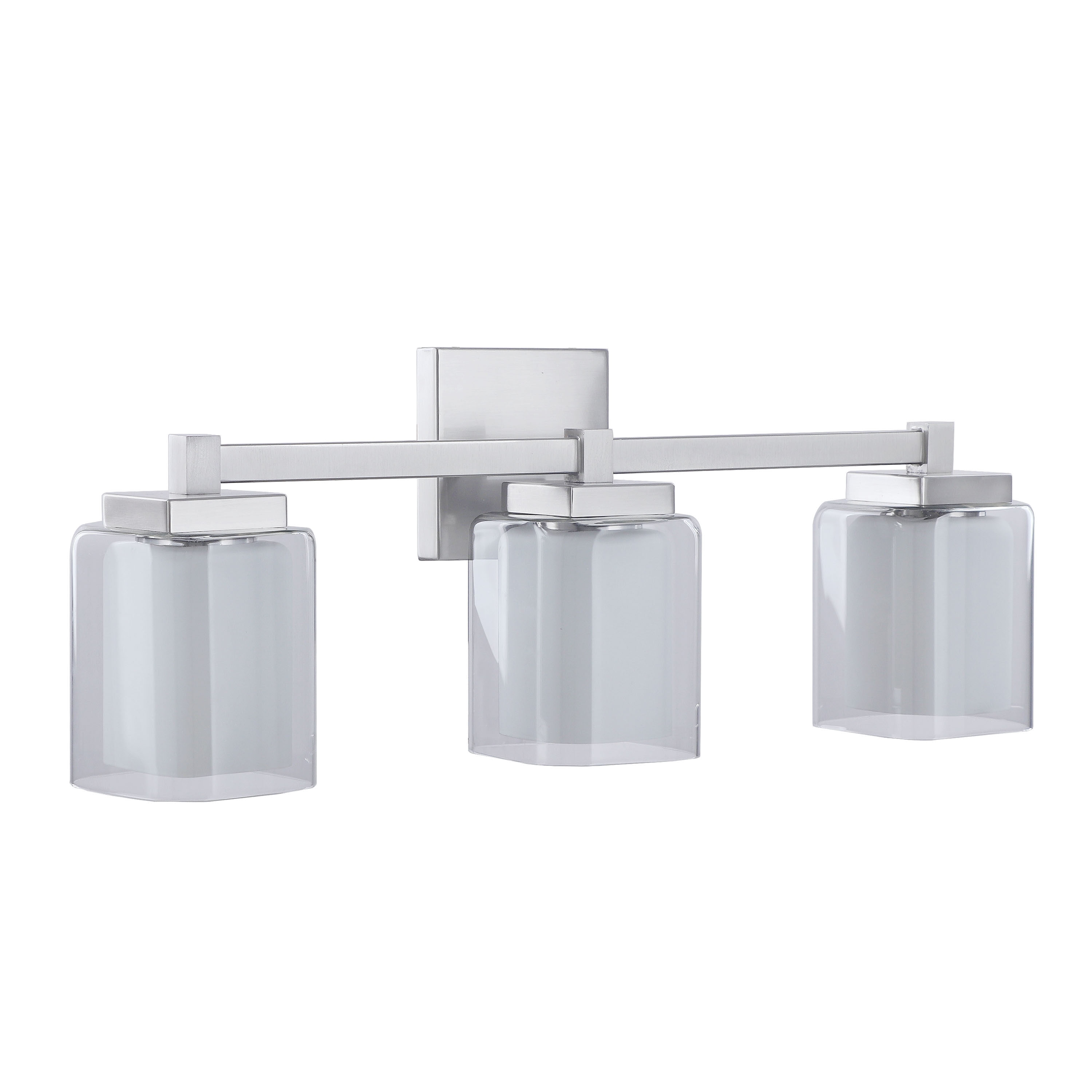Satin Nickel 24" Vanity Light with Clear Glass Shades