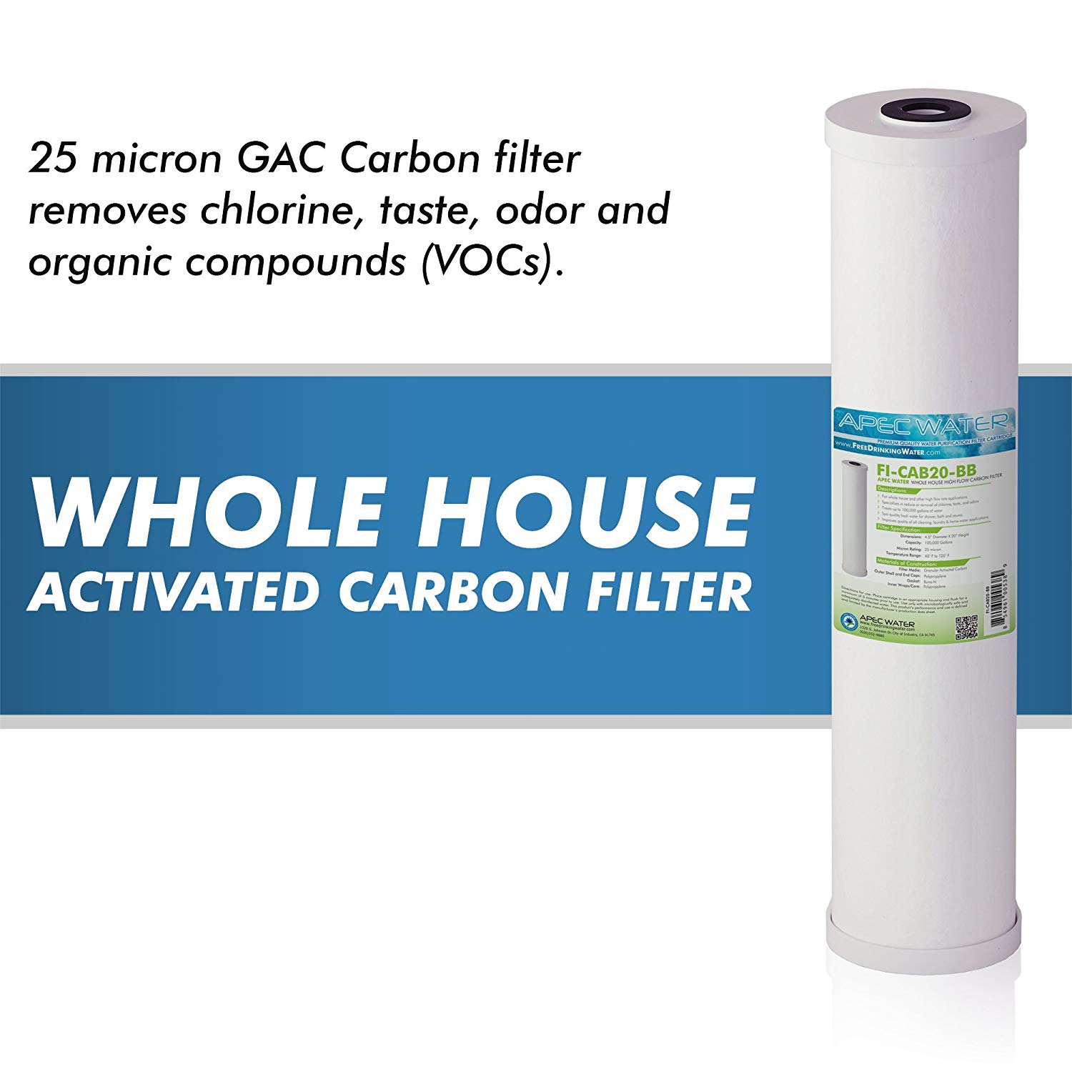 APEC Water High Flow FI-CAB20-BB 20-in Gac Whole House Replacement