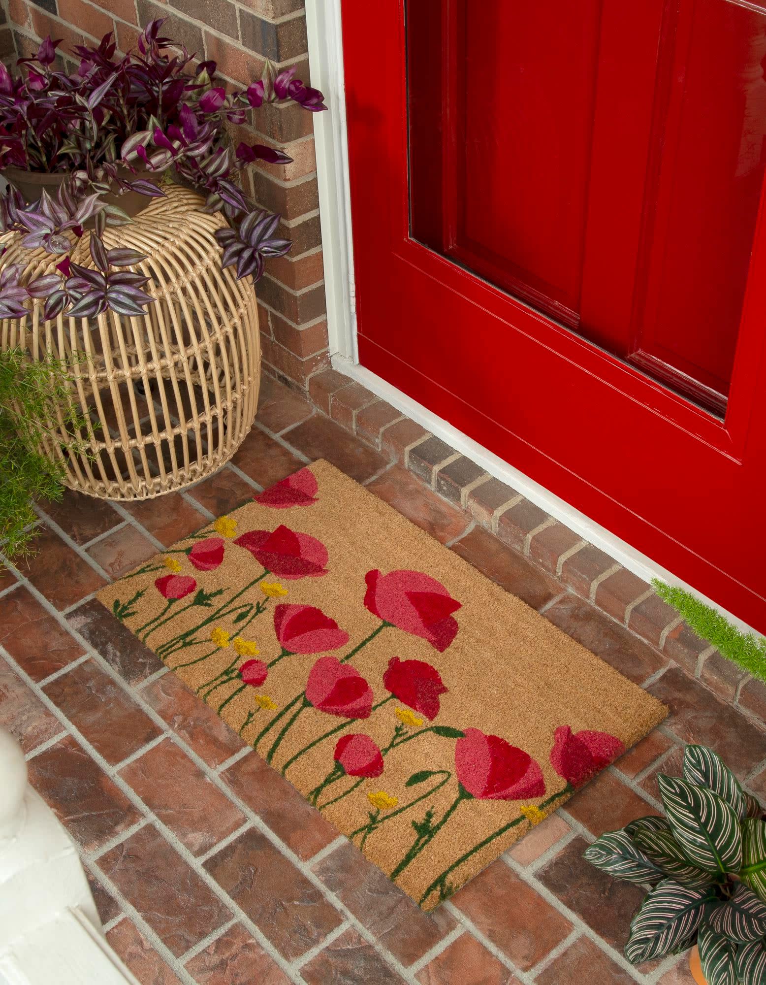 Unique Loom 3165015 Doormat 2 x 3 (ft) Loomed Coir Flowers Rectangular Indoor/Outdoor Area rug