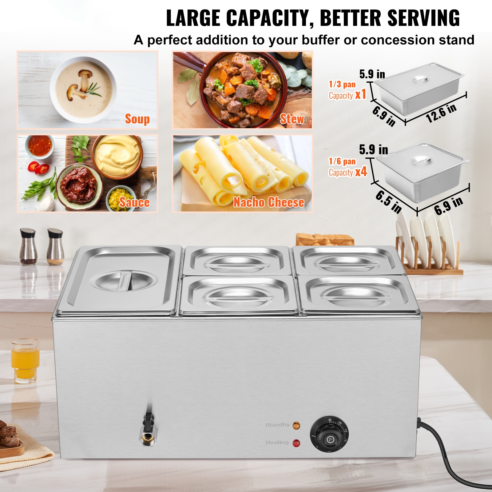 VEVOR XTXTYLPJF28CMEBEOV1 Buffet-Servers - View #3