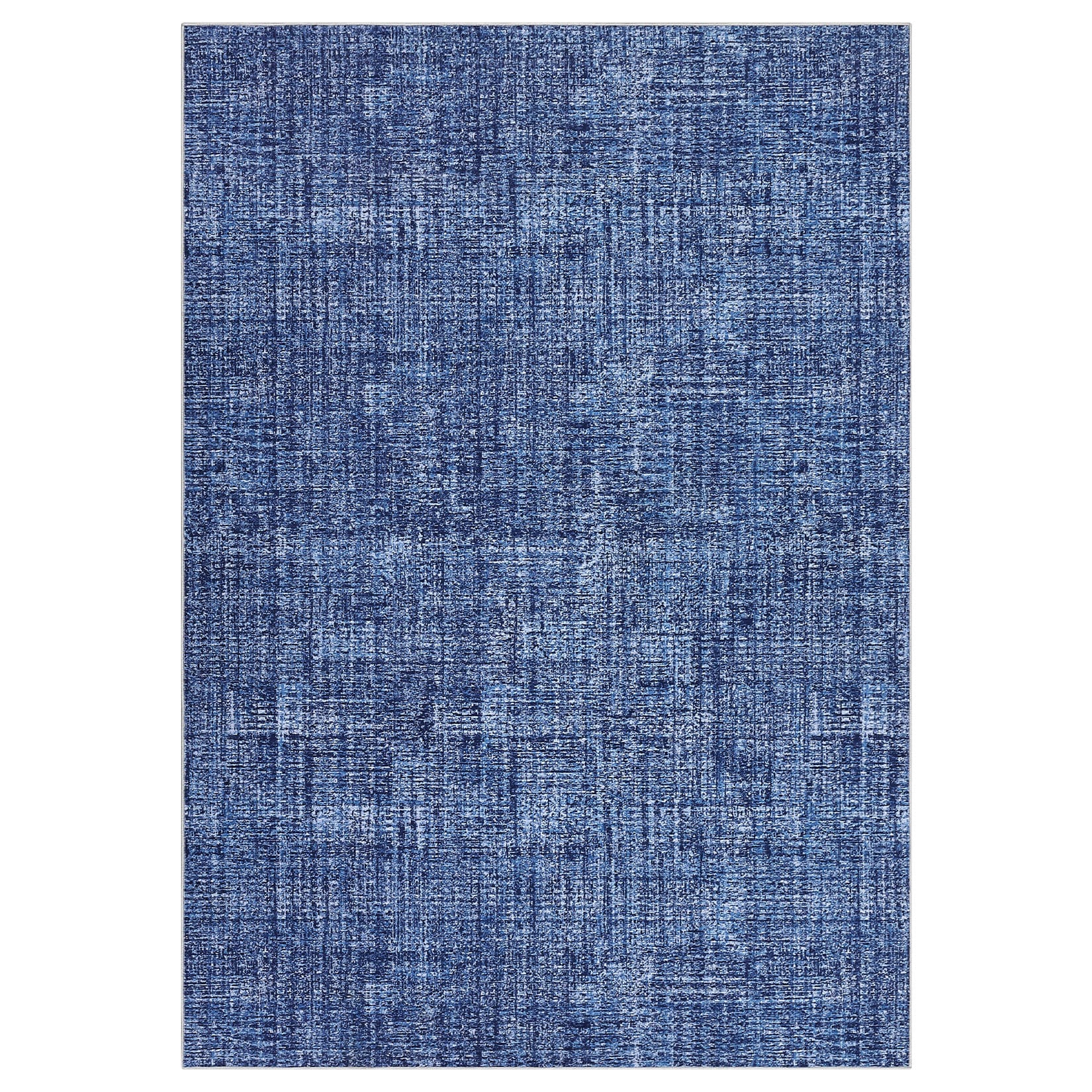Qeetex SUNNY-PHK-33PDQCNE 5 x 7 ft Polyester Blue Rectangular Living Room Bedroom Dining Room Floral Solid Modern Non Slip Machine Washable Area Rug
